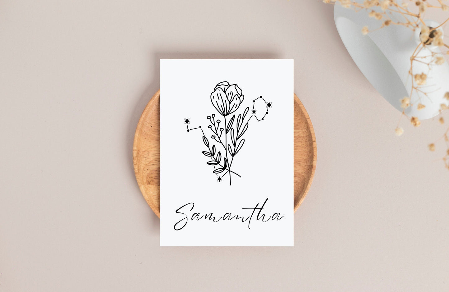 Celestial Birth Month Flower | Personalized Journal For Women | Celestial Wedding | Bridesmaid Gift Ideas | Aesthetic Journal Custom Gift |