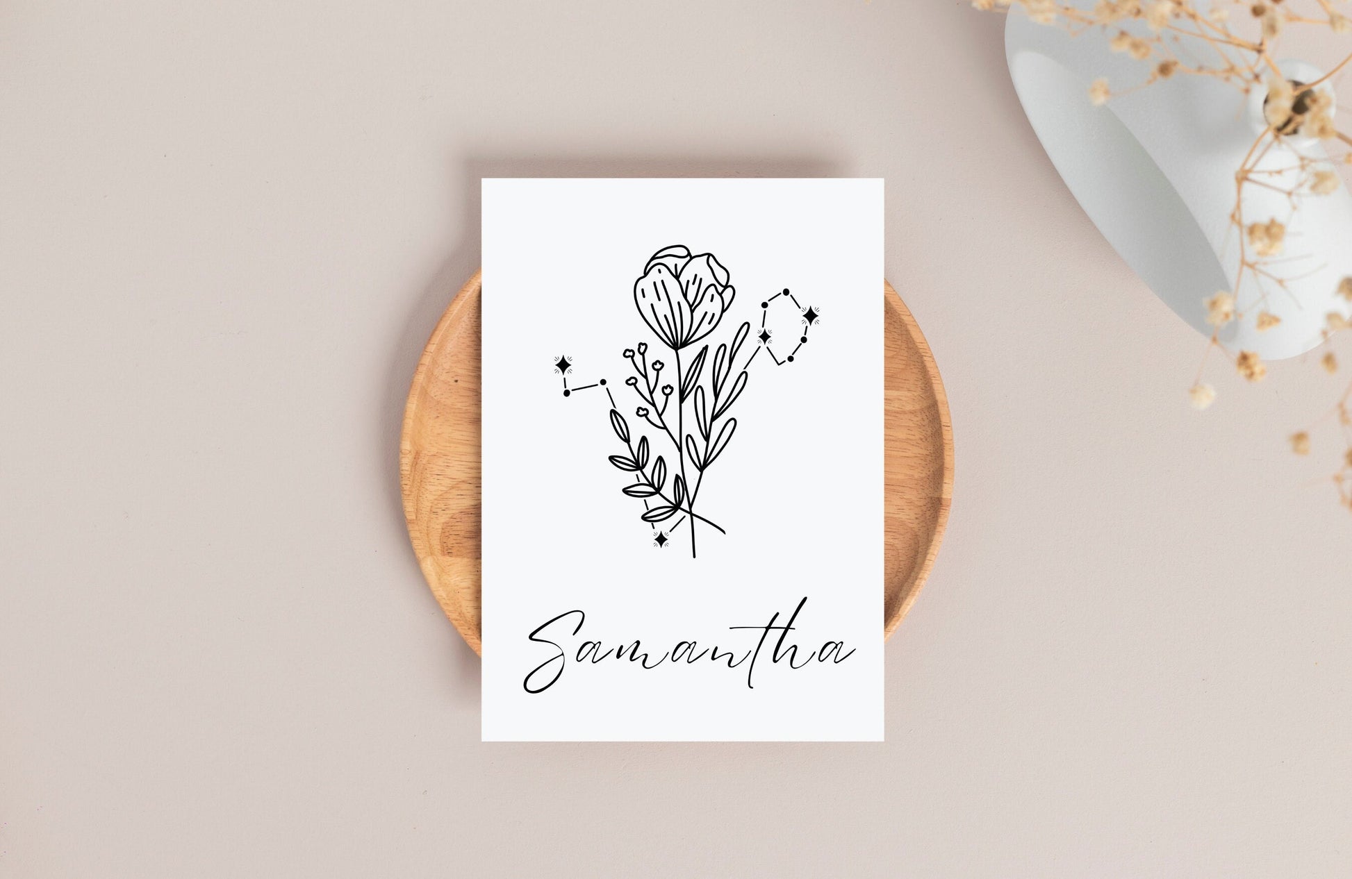 Celestial Birth Month Flower | Personalized Journal For Women | Celestial Wedding | Bridesmaid Gift Ideas | Aesthetic Journal Custom Gift |