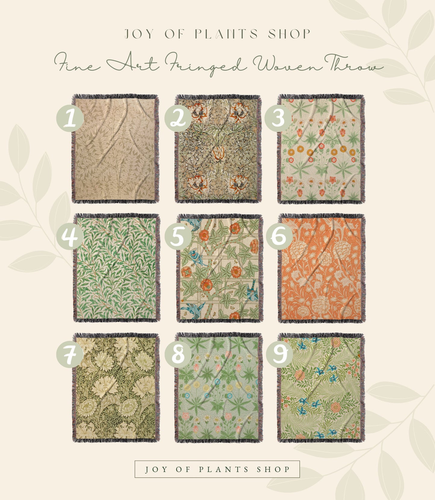 William Morris Print Woven Blanket | Victorian Decor Woven Throw Blanket | Sage Green Throw Blanket Floral Leaf Blanket Woven Throw