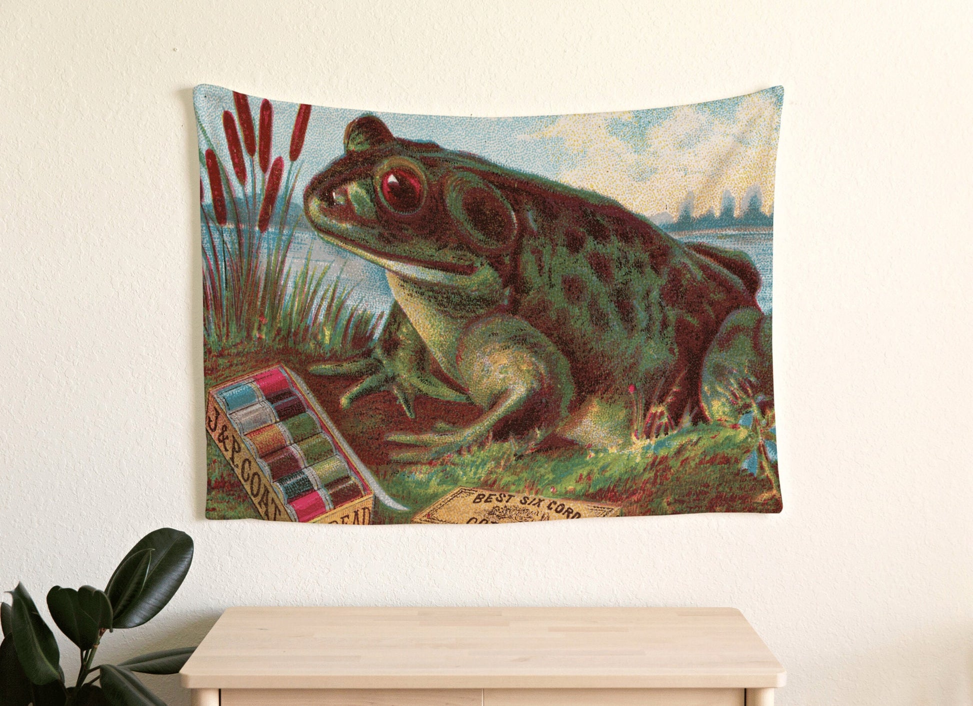 Vintage Toad Blanket Woven | Frog Tapestry Woven | Couch Blanket Woven | Aesthetic Tapestry Cottagecore Decor | Frog and Toad Woven Tapestry
