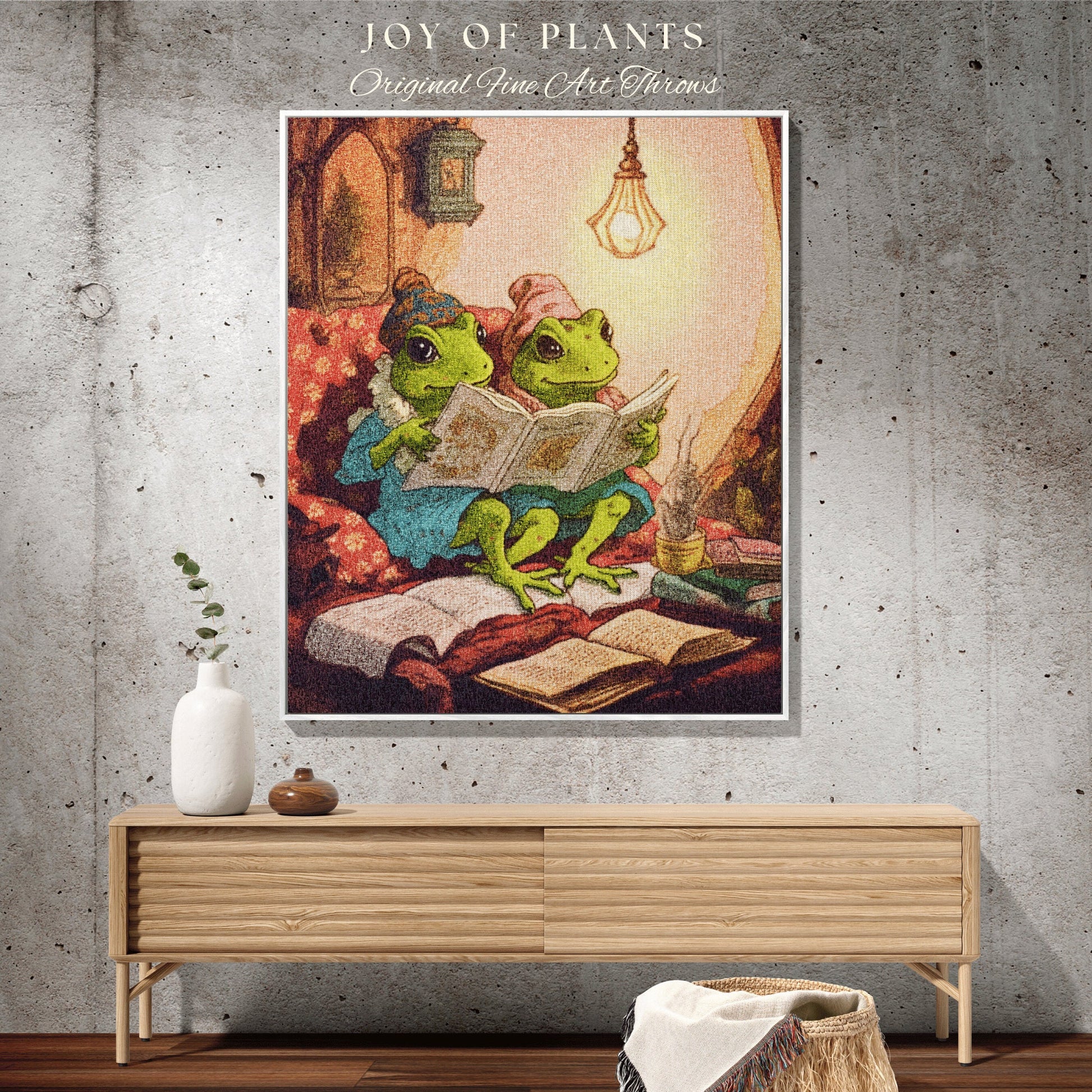 Vintage Toad Blanket Frog Tapestry Woven Art Blanket | Aesthetic Tapestry Cottagecore Decor Frog and Toad Wall Art Woven Throw Blanket |