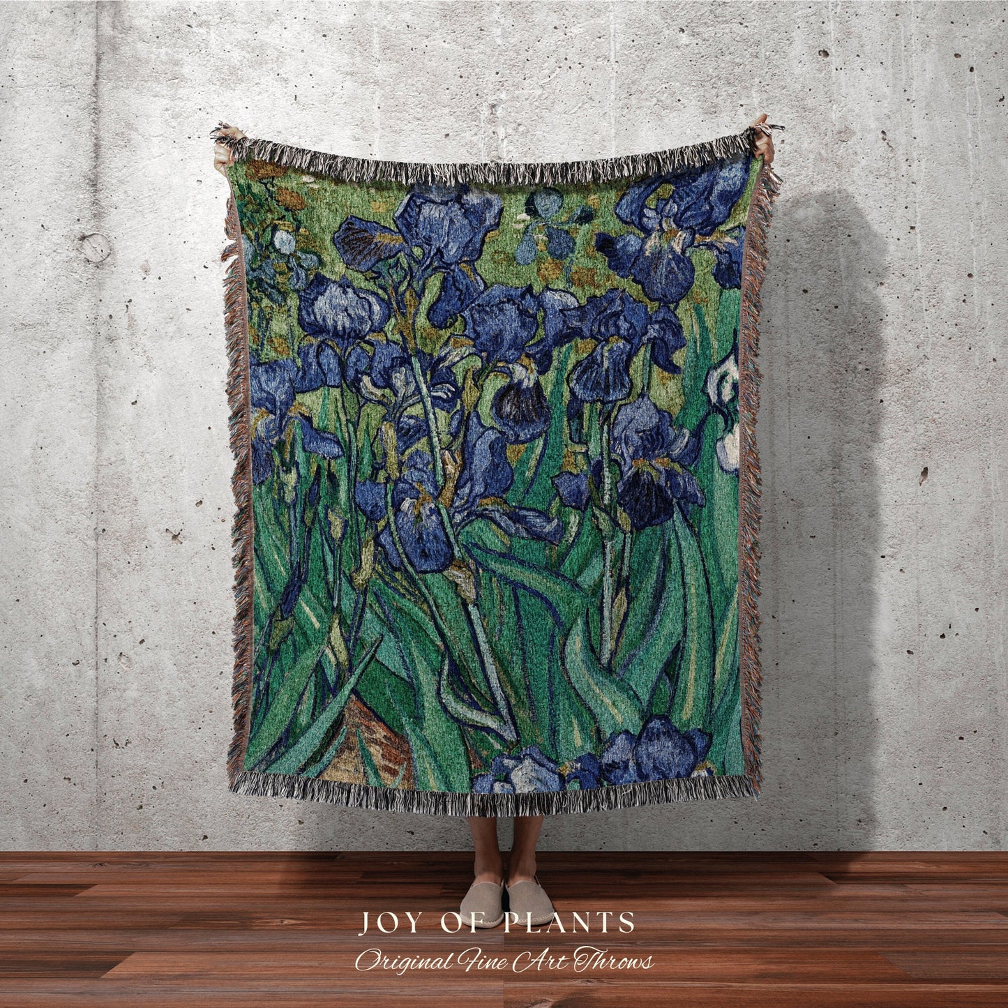 Van Gogh Irises Painting Woven Throw Blanket | Famous Art Tapestry Aesthetic | Nature Woven Blanket | Art Teacher Gift | Custom Blanket Gift