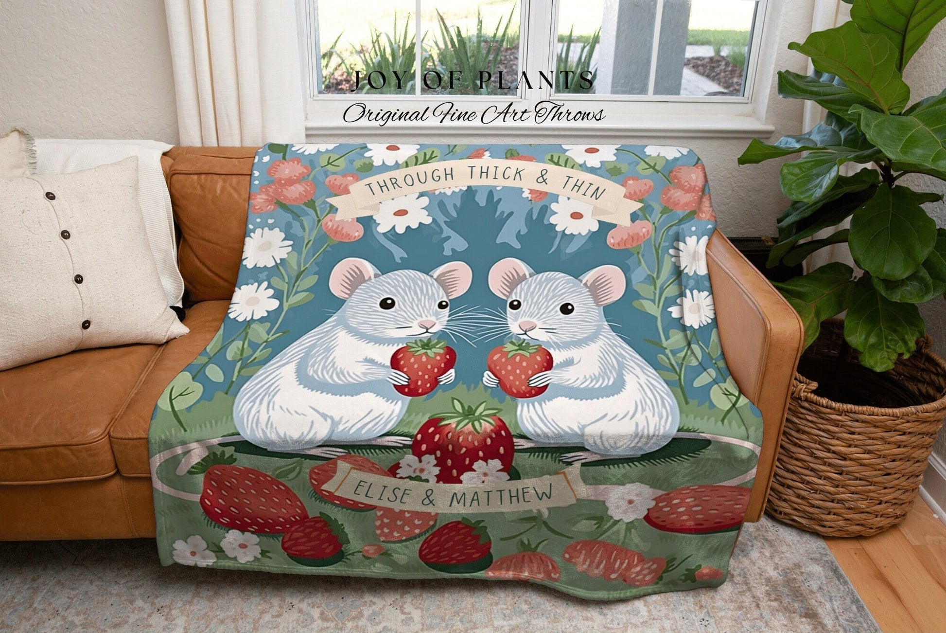 Through Thick & Thin Woven Blanket | Personalized Best Friend Gift Custom Name Tapestry Rat Blanket | Partners in Crime Gift For Best Friend