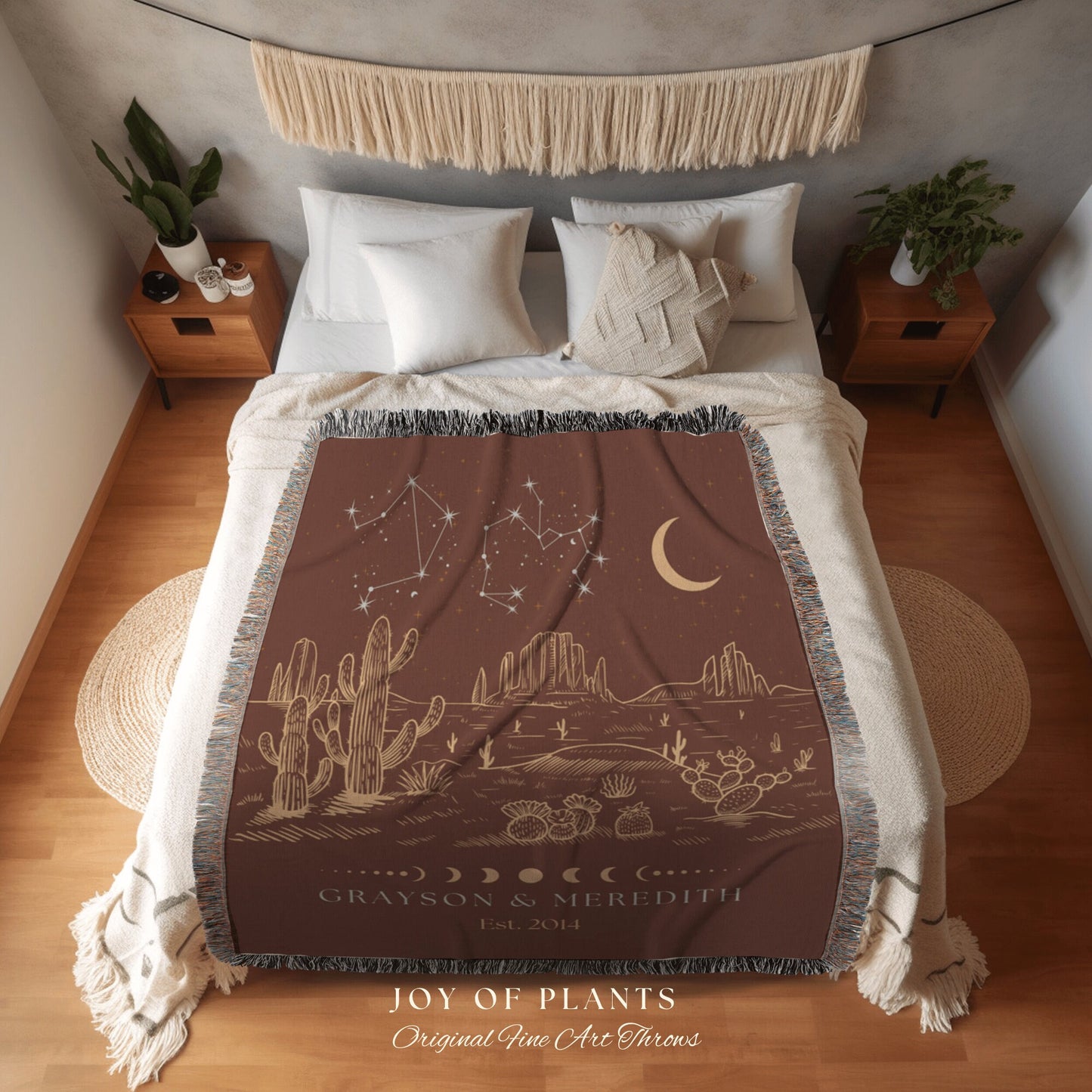 Couples Star Map Blanket | Southwestern Wall Art Modern Desert Aesthetic Zodiac Sign Couples Custom Constellation Gift Personalized Stars |