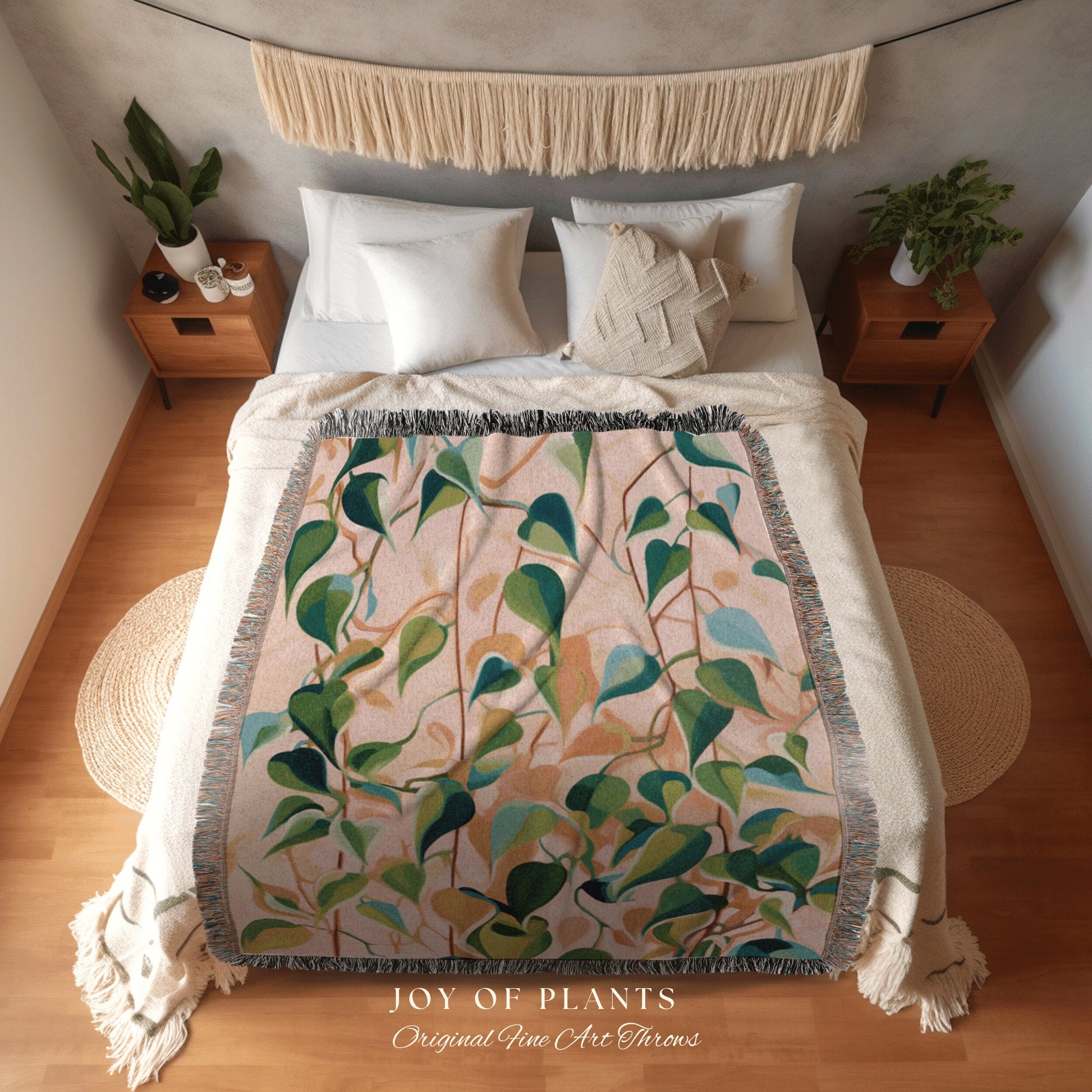 Boho Fairy Core Botanical Tapestry | Plant Inspired Blanket Woven Tapestry Botanical Fairy Grunge Room Decor Boho Plant Blanket Cottagecore