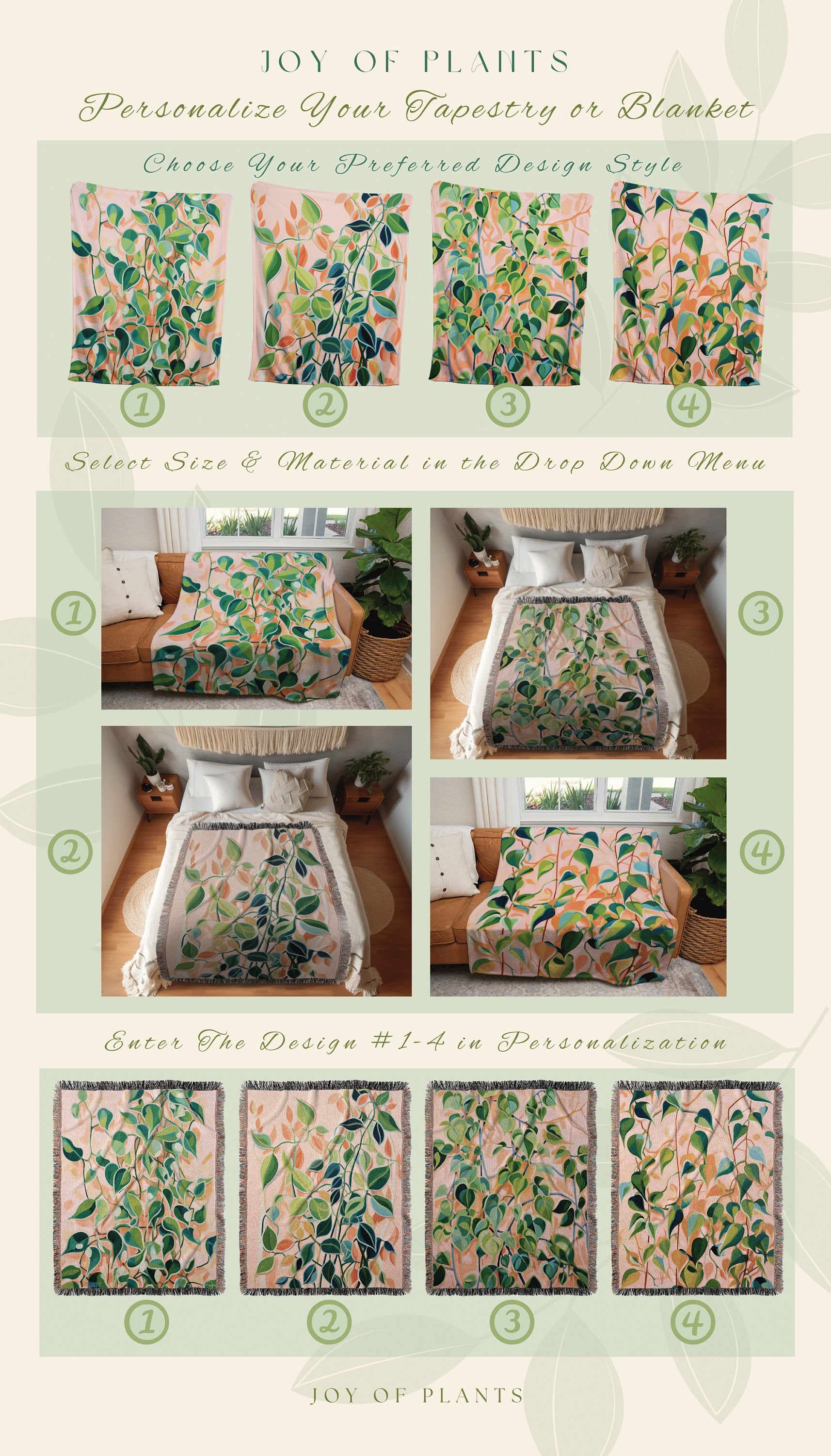 Boho Fairy Core Botanical Tapestry | Plant Inspired Blanket Woven Tapestry Botanical Fairy Grunge Room Decor Boho Plant Blanket Cottagecore