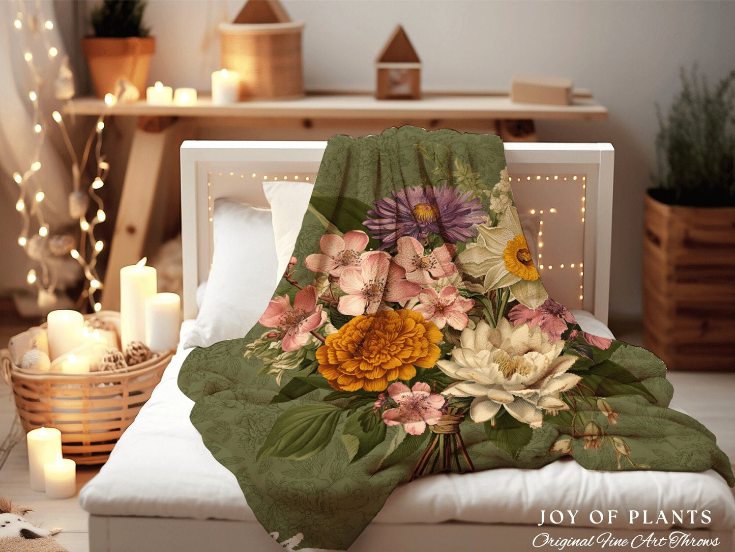 Vintage Birth Flower Bouquet Custom Family Blanket Personalized Birth Month Flower Bouquet Family Name Blanket Mom Keepsake Gift from Family