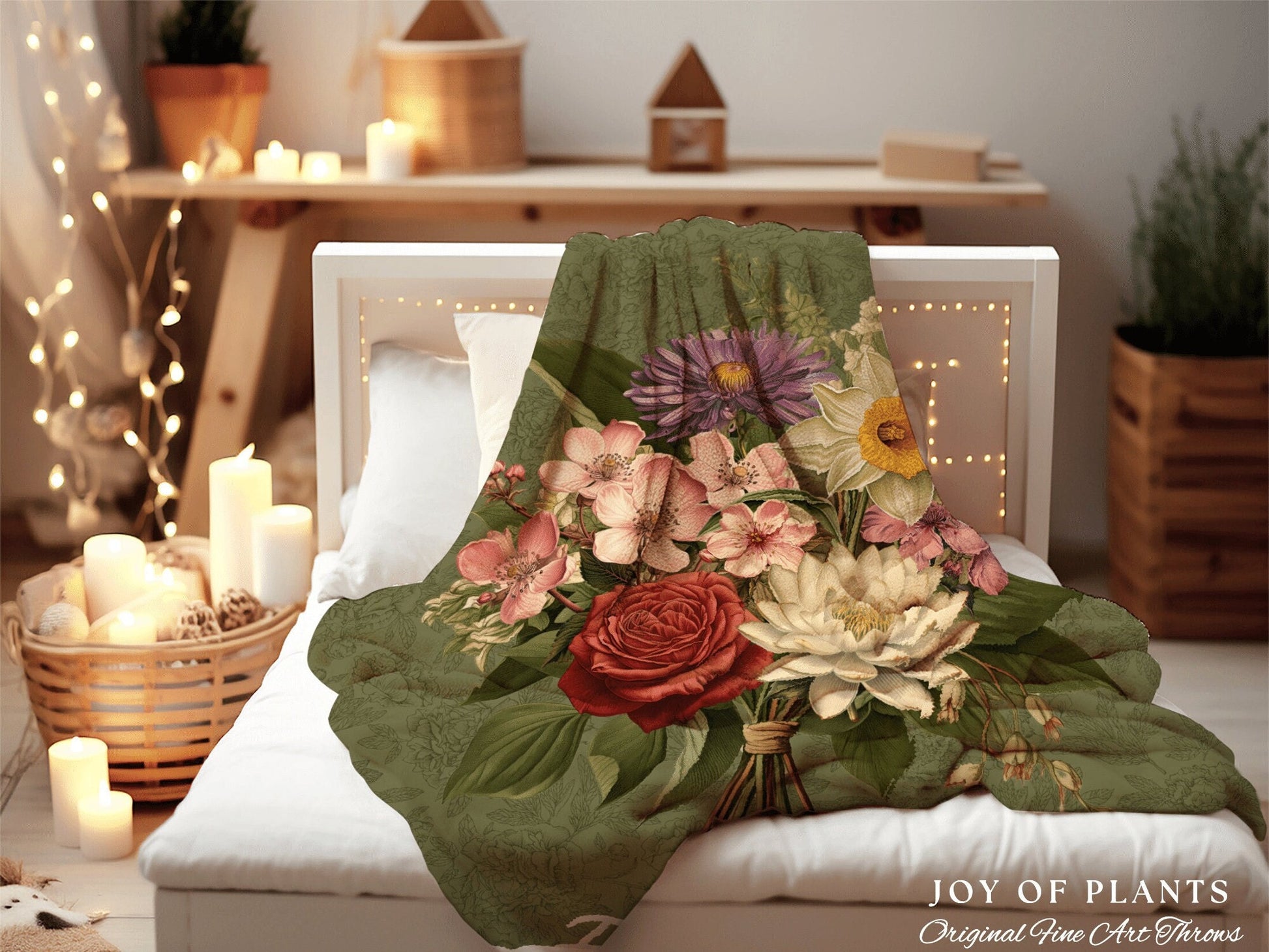 Our Family Garden Bouquet Blanket | Personalized Birth Flower Blanket Birth Month Flower Bouquet Nanas Garden Custom Throw Blanket for Mom |