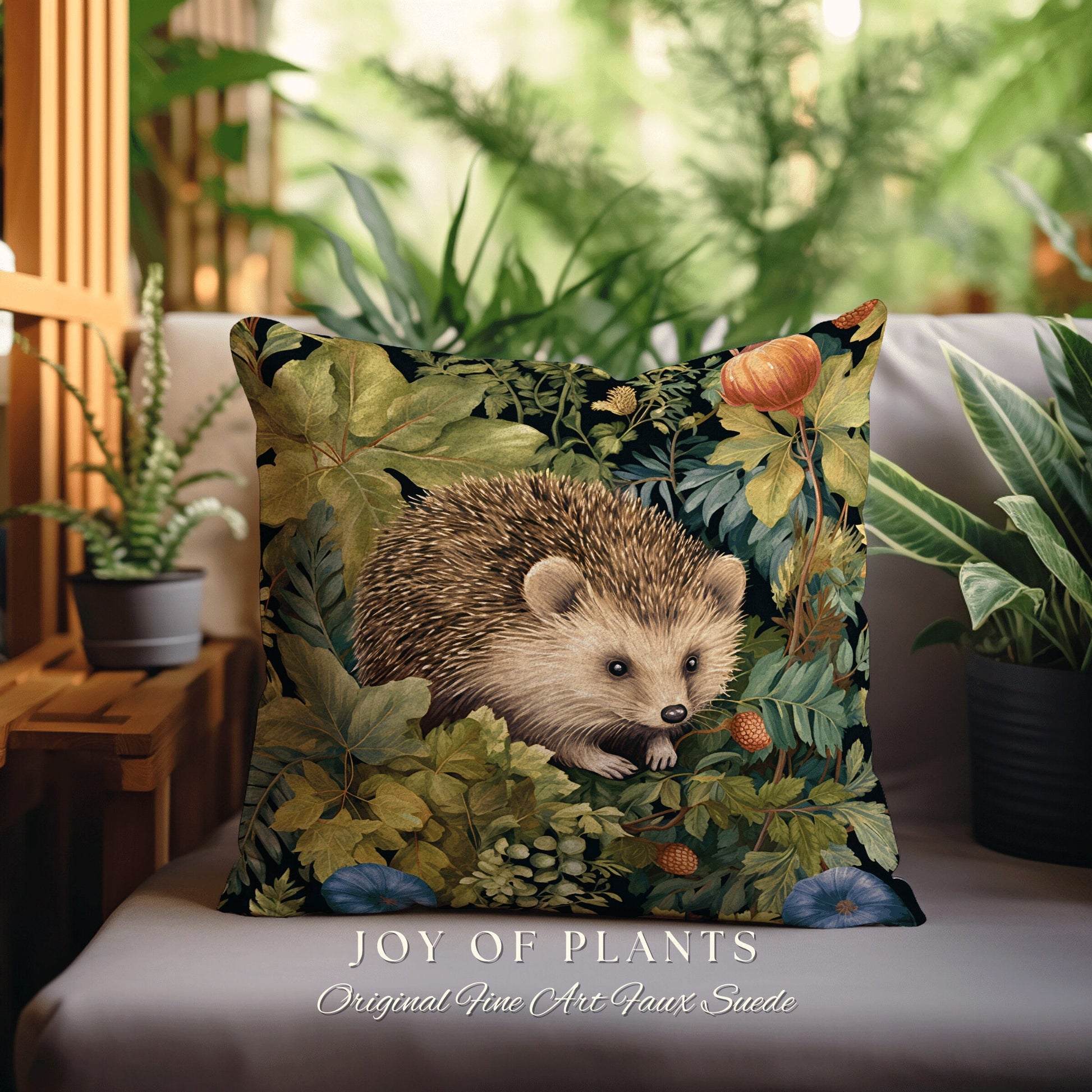 Woven Throw Pillow Morris Hedge Hog | William Morris Inspired Pillow Vintage Medieval Throw Pillow Home Decor Custom Morris Style Hedgehog |