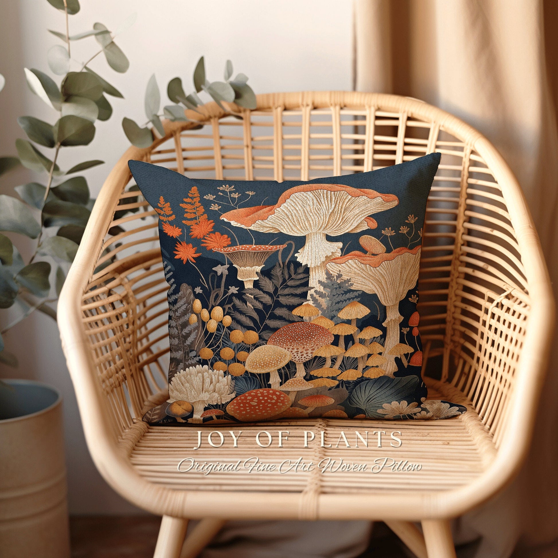 Retro Mushroom Pillow Forestcore | Mystical Room Decor Eclectic Gift for Reading Nook Fairycore Toadstool Cushion Woodland Fairy Aesthetic |