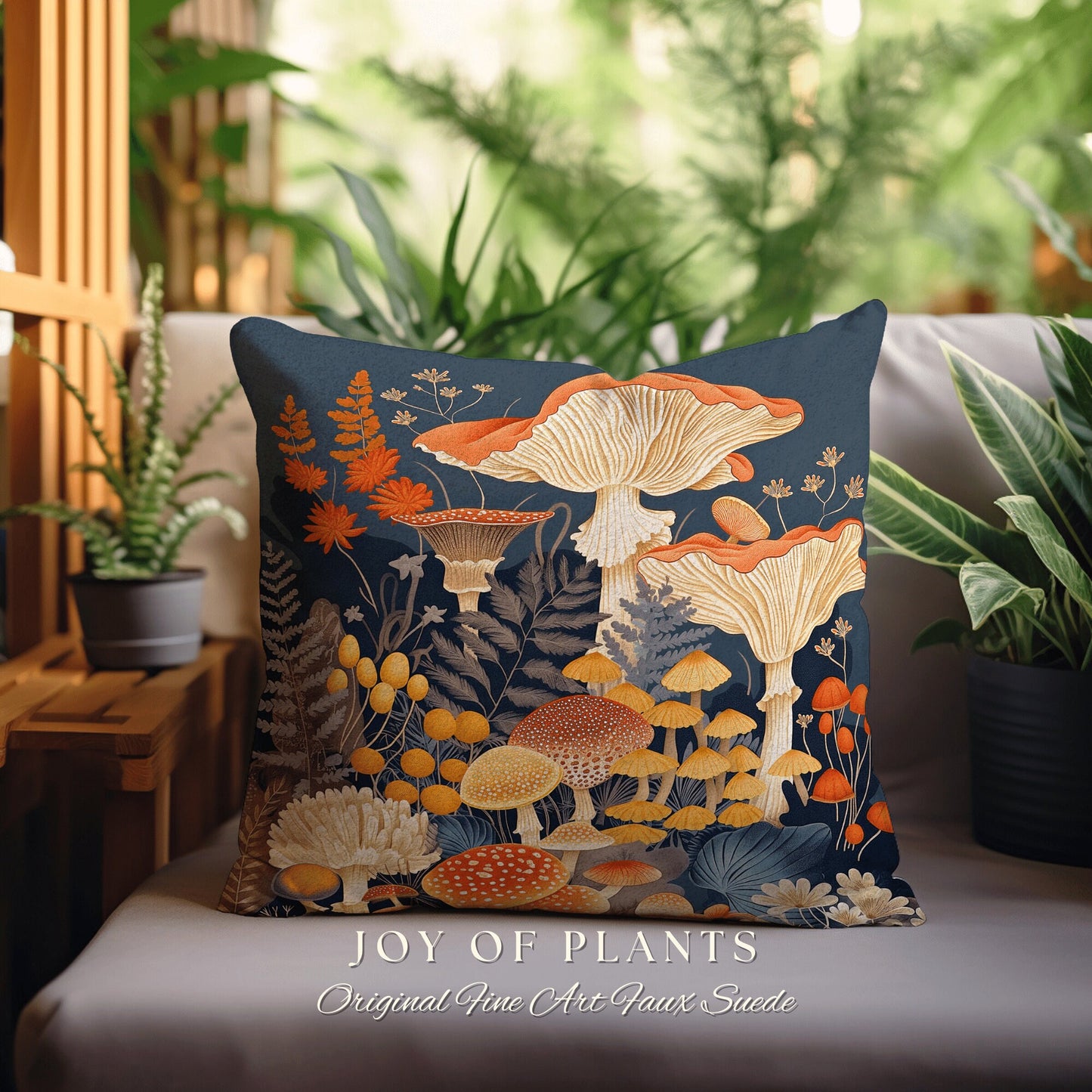 Retro Mushroom Pillow Forestcore | Mystical Room Decor Eclectic Gift for Reading Nook Fairycore Toadstool Cushion Woodland Fairy Aesthetic |