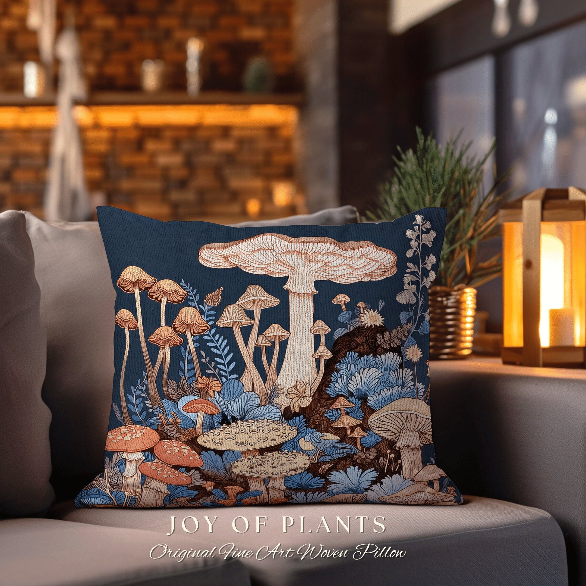 Mushroom Pillow Woodland Decor | Whimsical Room Eclectic Gift for Reading Nook Fairycore Throw Cushion Woven Fairy Aesthetic Cottagecore