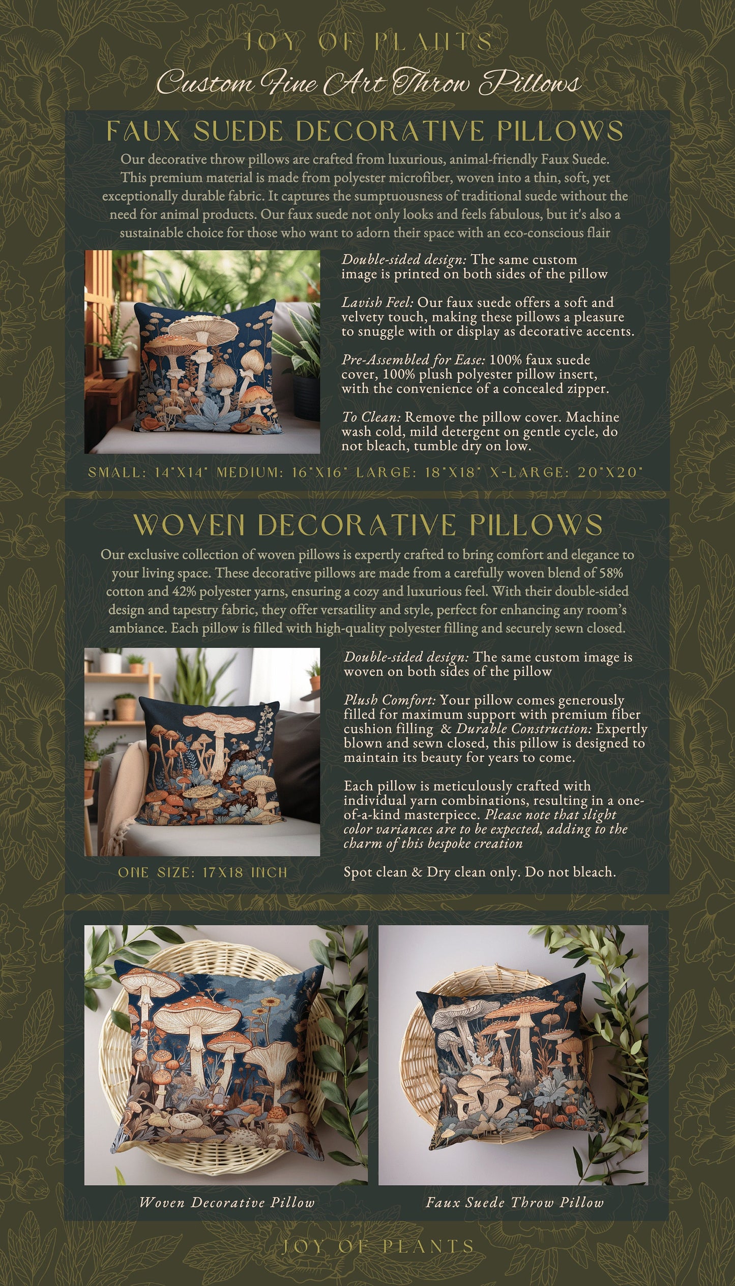 Mushroom Pillow Woodland Decor | Whimsical Room Eclectic Gift for Reading Nook Fairycore Throw Cushion Woven Fairy Aesthetic Cottagecore