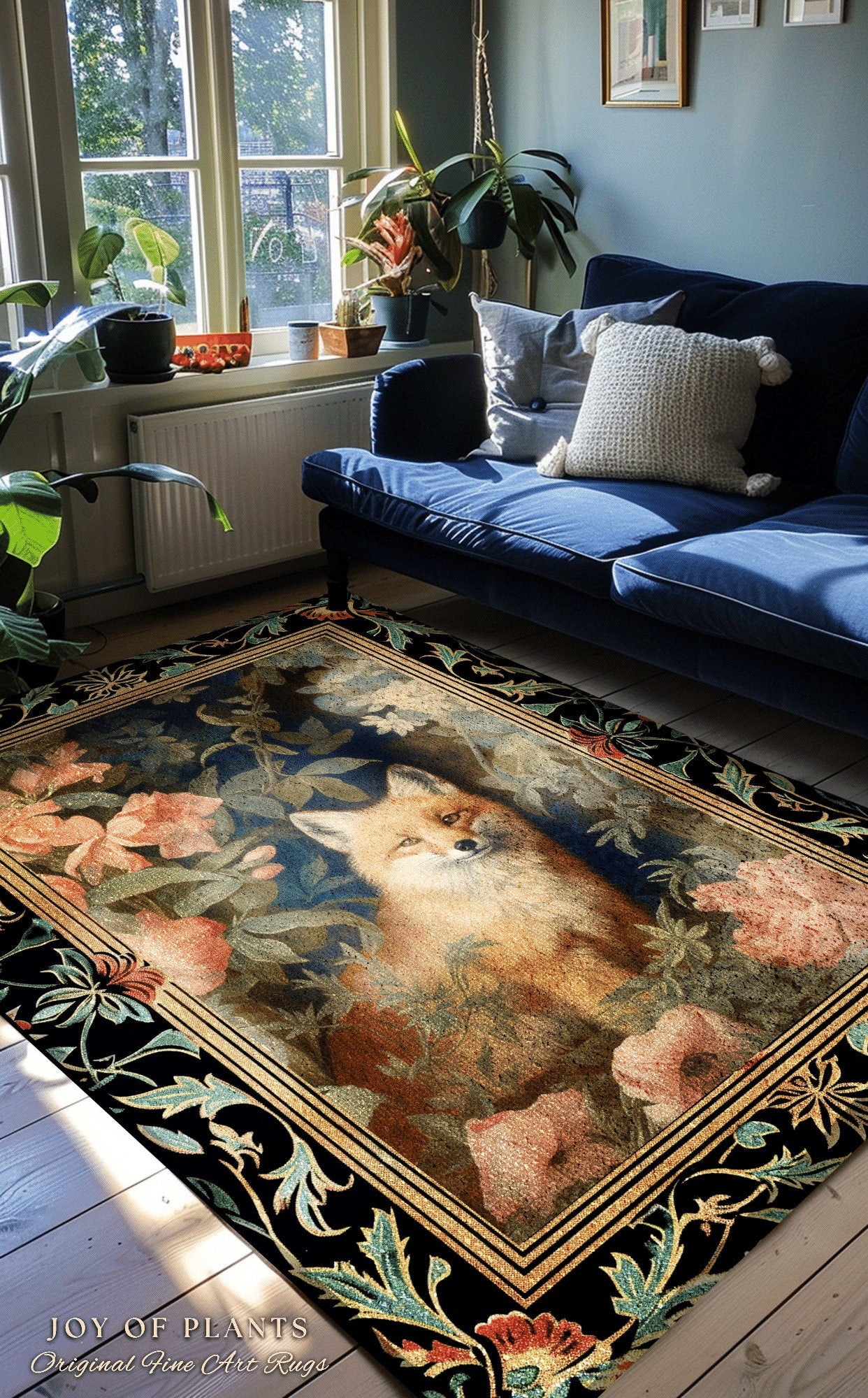 Ethereal Bedroom Decor Round Rox Rug Morris Inspired Cottagecore Room Soft Aesthetic Light Academia Style | Mystical Fairycore Fox Area Rug