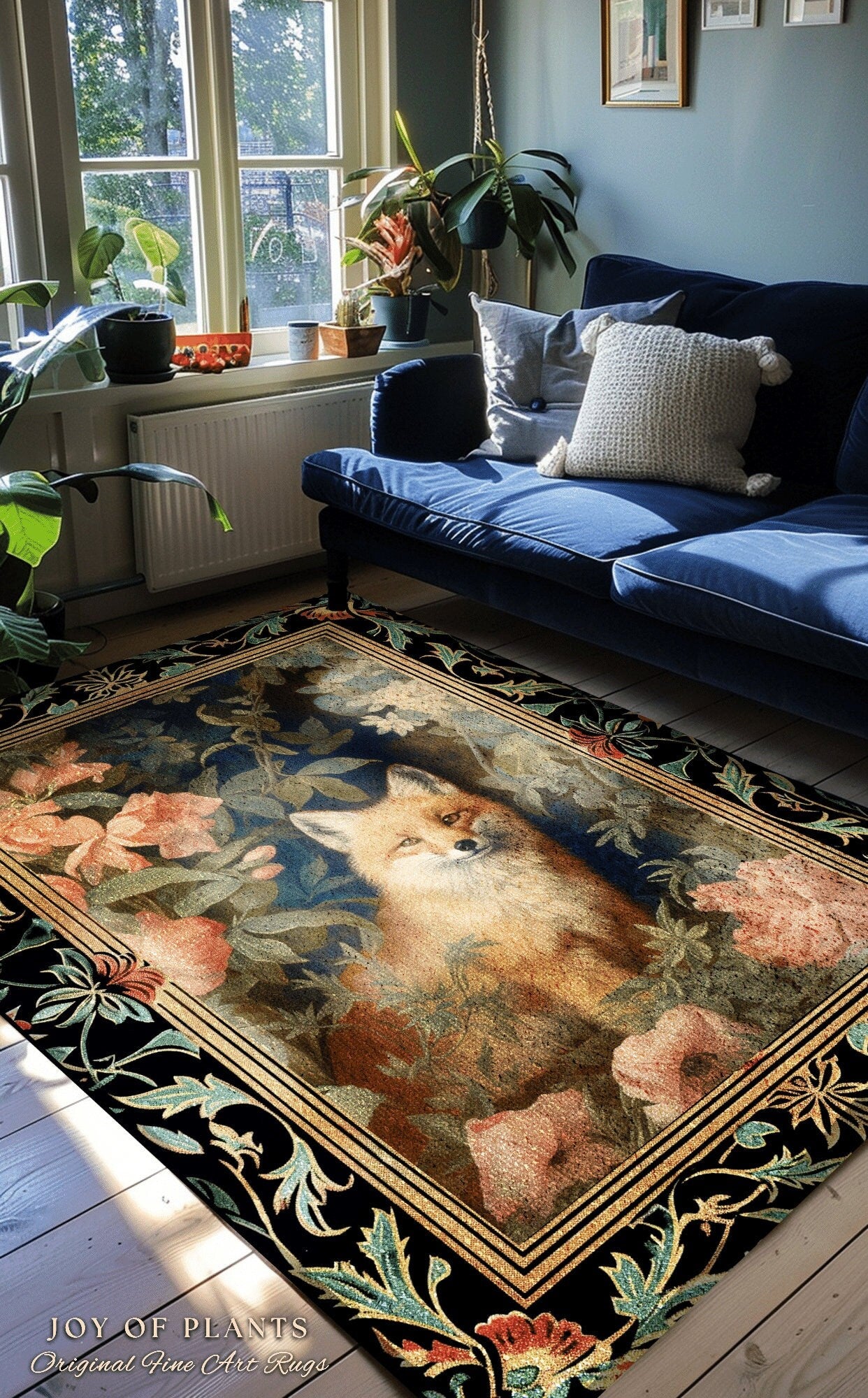 Ethereal Bedroom Decor Round Rox Rug Morris Inspired Cottagecore Room Soft Aesthetic Light Academia Style | Mystical Fairycore Fox Area Rug