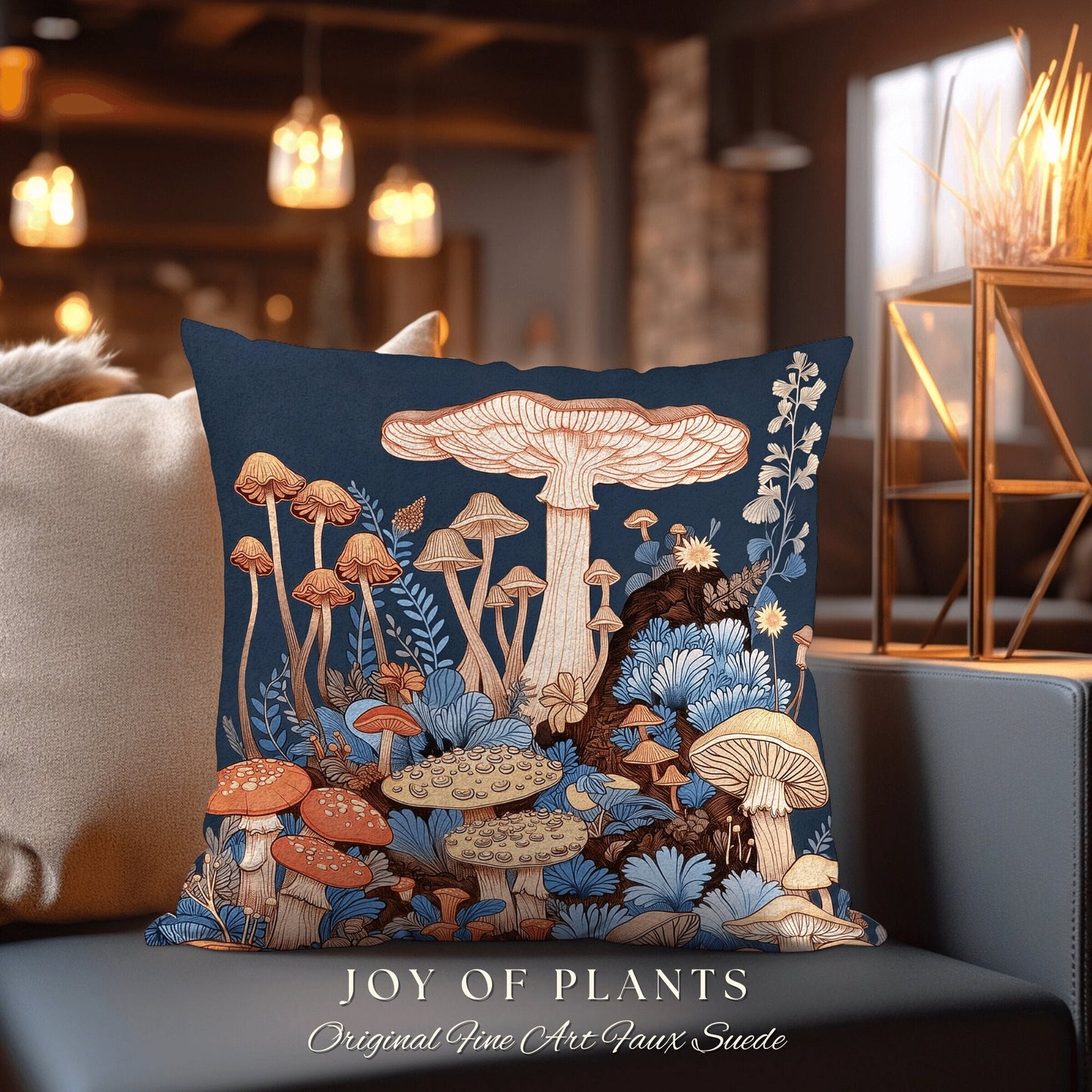 Mushroom Pillow Woodland Decor | Whimsical Room Eclectic Gift for Reading Nook Fairycore Throw Cushion Woven Fairy Aesthetic Cottagecore