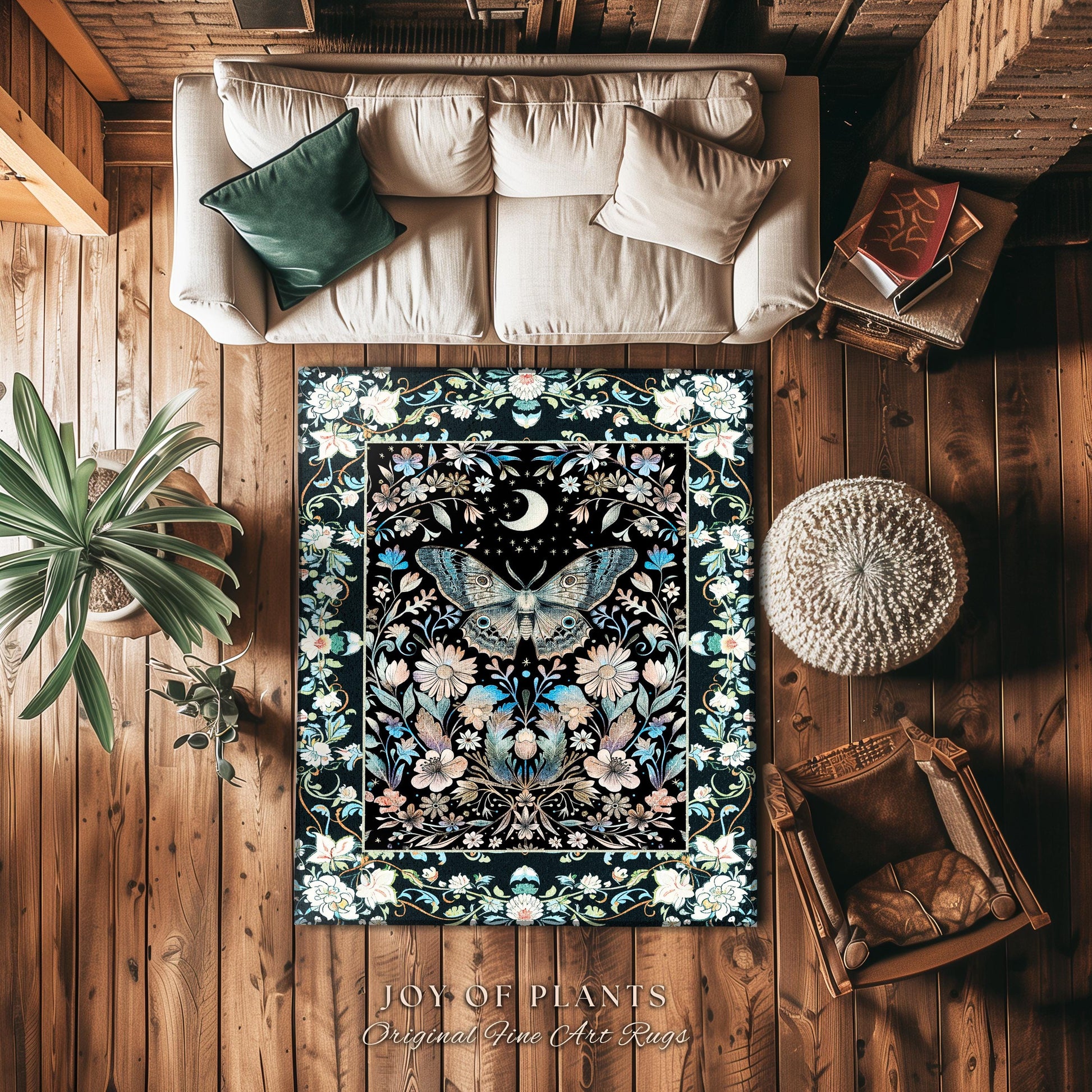 Maximalist Aesthetic Dark Academia Rug | Witchy Eclectic Oddities Accent Rug Woodland Cottagecore Dreamy Forestcore Bedroom Pastel Gothic |