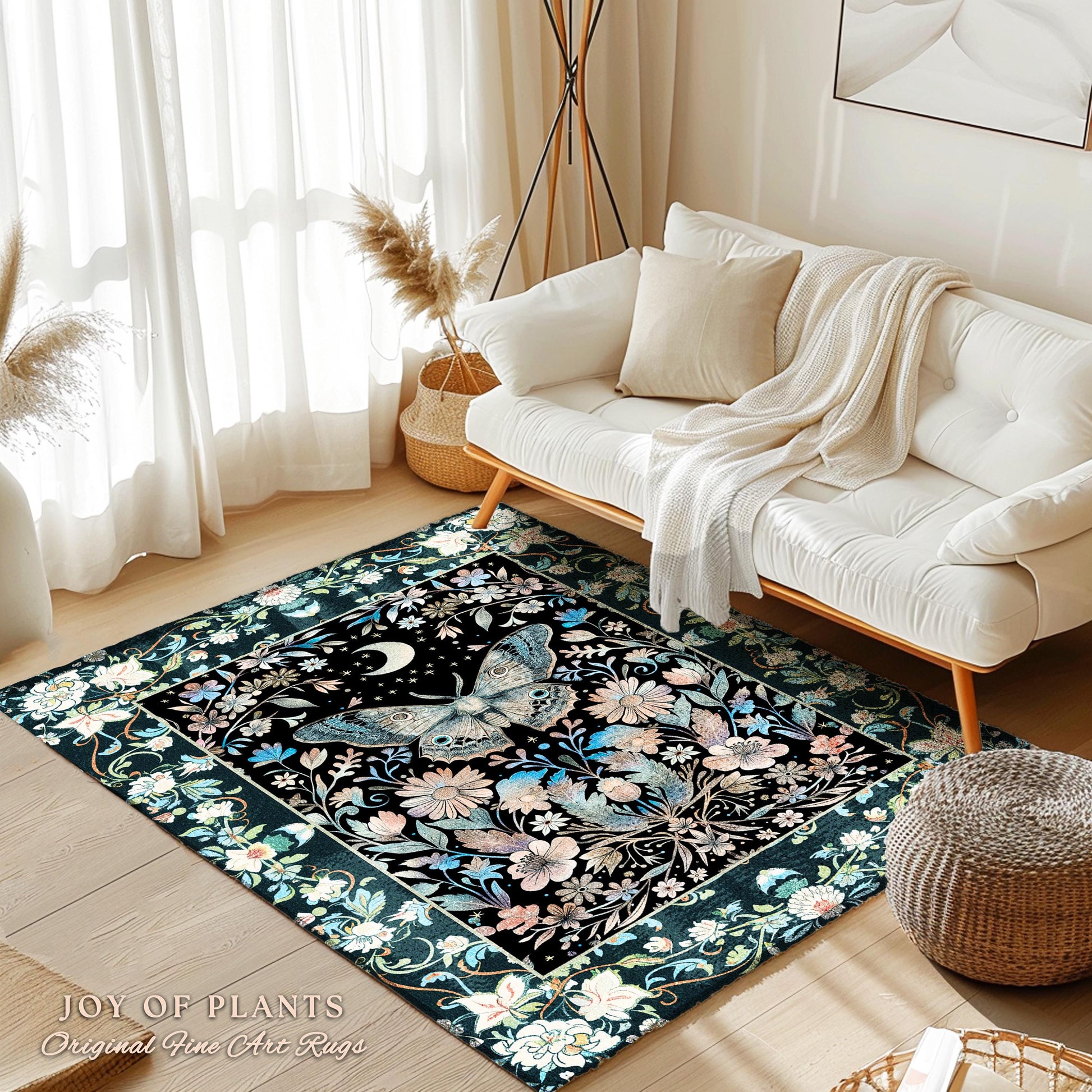 Maximalist Aesthetic Dark Academia Rug | Witchy Eclectic Oddities Accent Rug Woodland Cottagecore Dreamy Forestcore Bedroom Pastel Gothic |