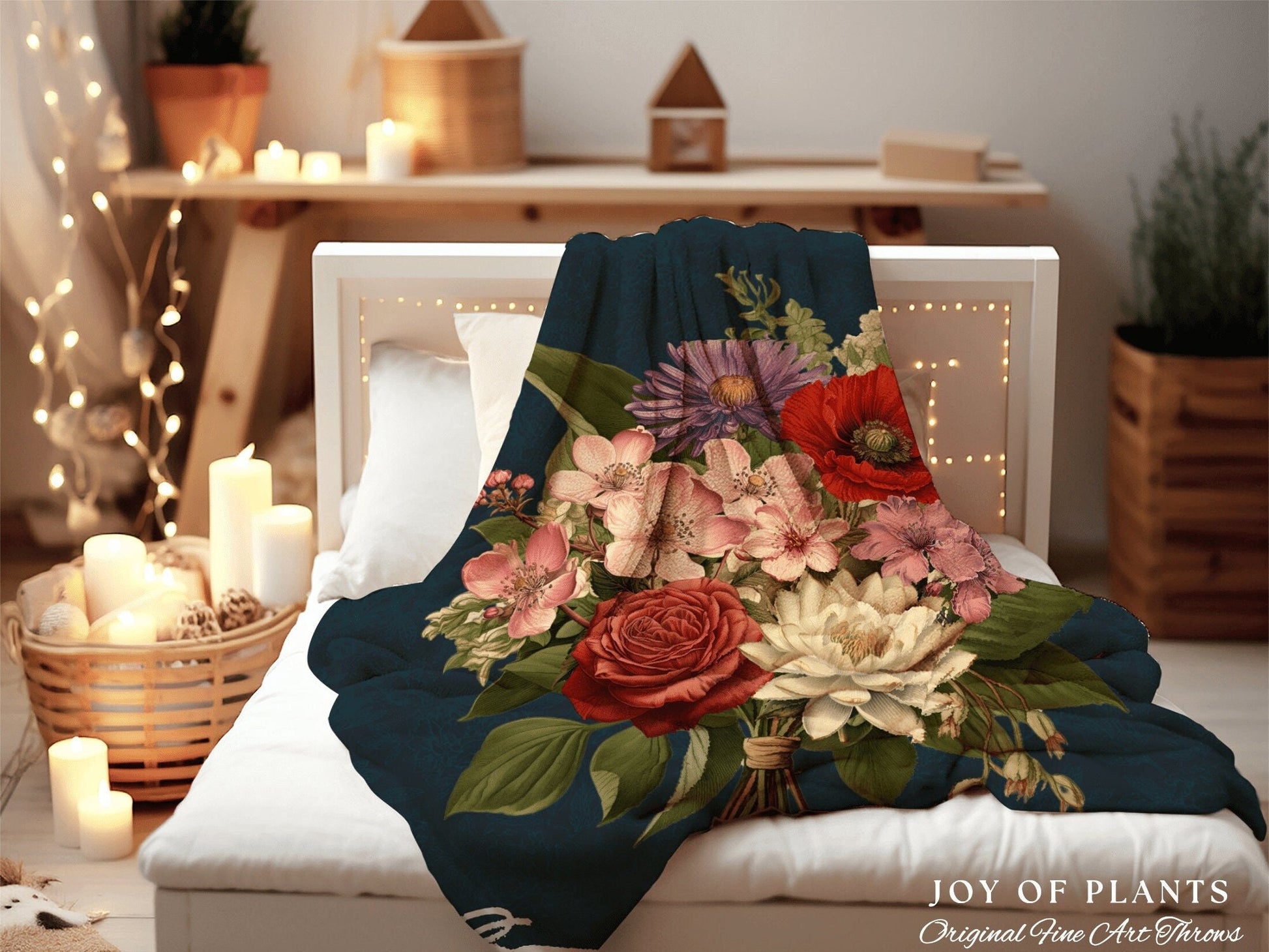 Personalized Birth Flower Bouquet Blanket | Grandmas Garden Custom Woven Throw Blanket Birth Flower Bouquet Nanas Garden Custom Tapestry |