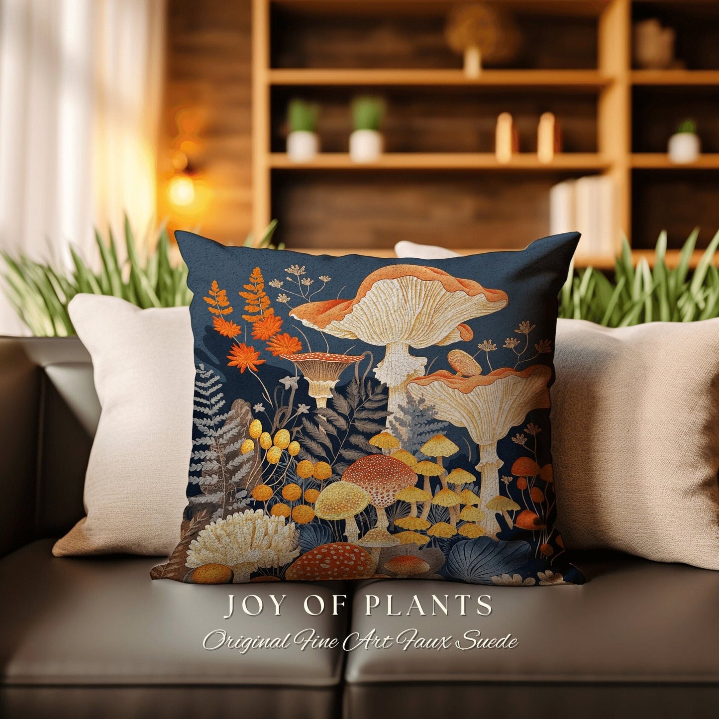 Retro Mushroom Pillow Forestcore | Mystical Room Decor Eclectic Gift for Reading Nook Fairycore Toadstool Cushion Woodland Fairy Aesthetic |