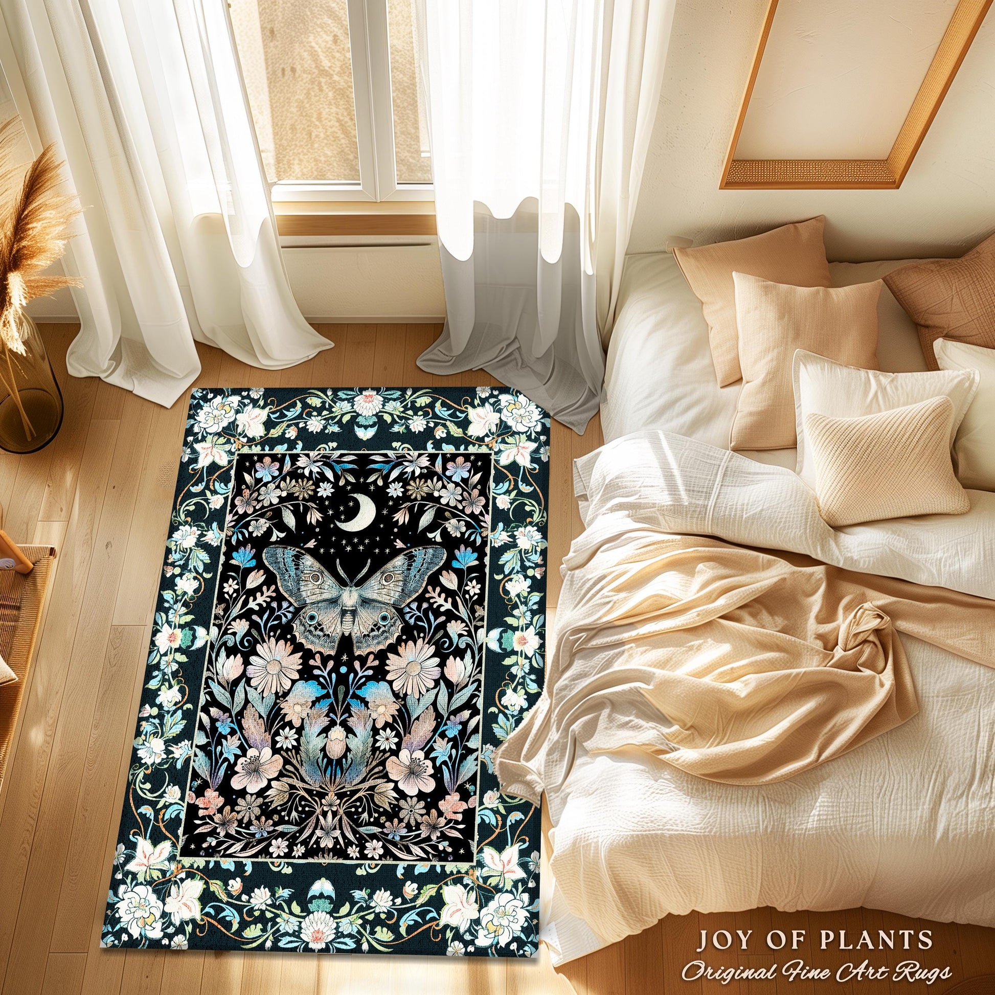 Maximalist Aesthetic Dark Academia Rug | Witchy Eclectic Oddities Accent Rug Woodland Cottagecore Dreamy Forestcore Bedroom Pastel Gothic |
