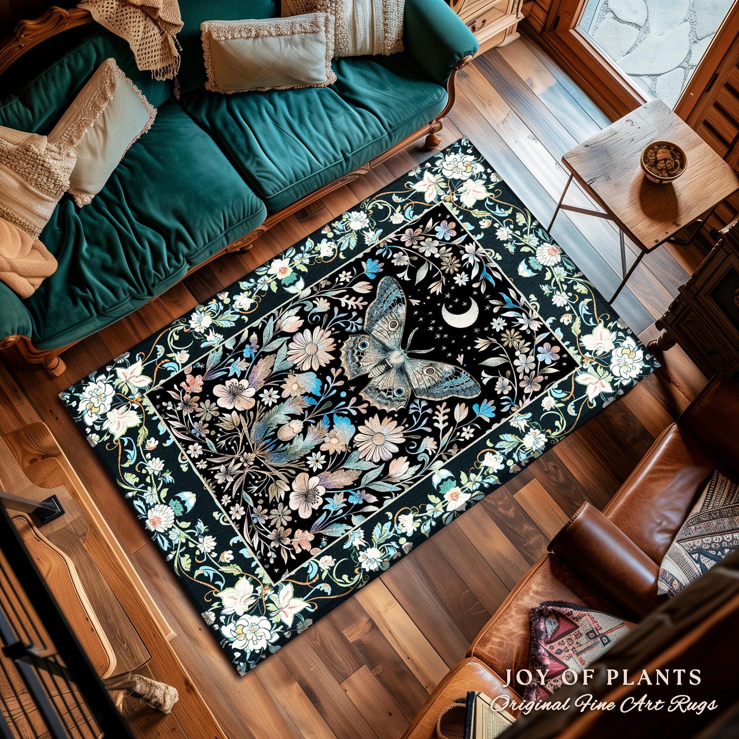 Maximalist Aesthetic Dark Academia Rug | Witchy Eclectic Oddities Accent Rug Woodland Cottagecore Dreamy Forestcore Bedroom Pastel Gothic |