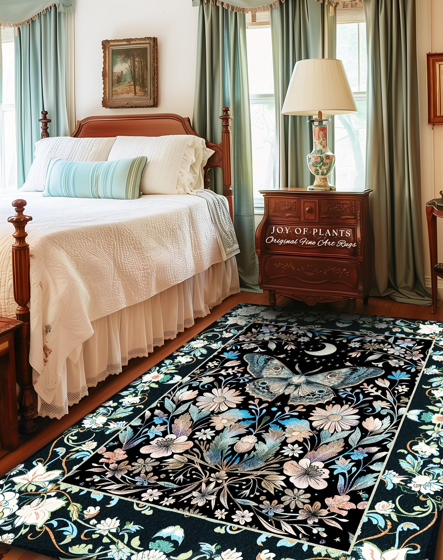 Maximalist Aesthetic Dark Academia Rug | Witchy Eclectic Oddities Accent Rug Woodland Cottagecore Dreamy Forestcore Bedroom Pastel Gothic |