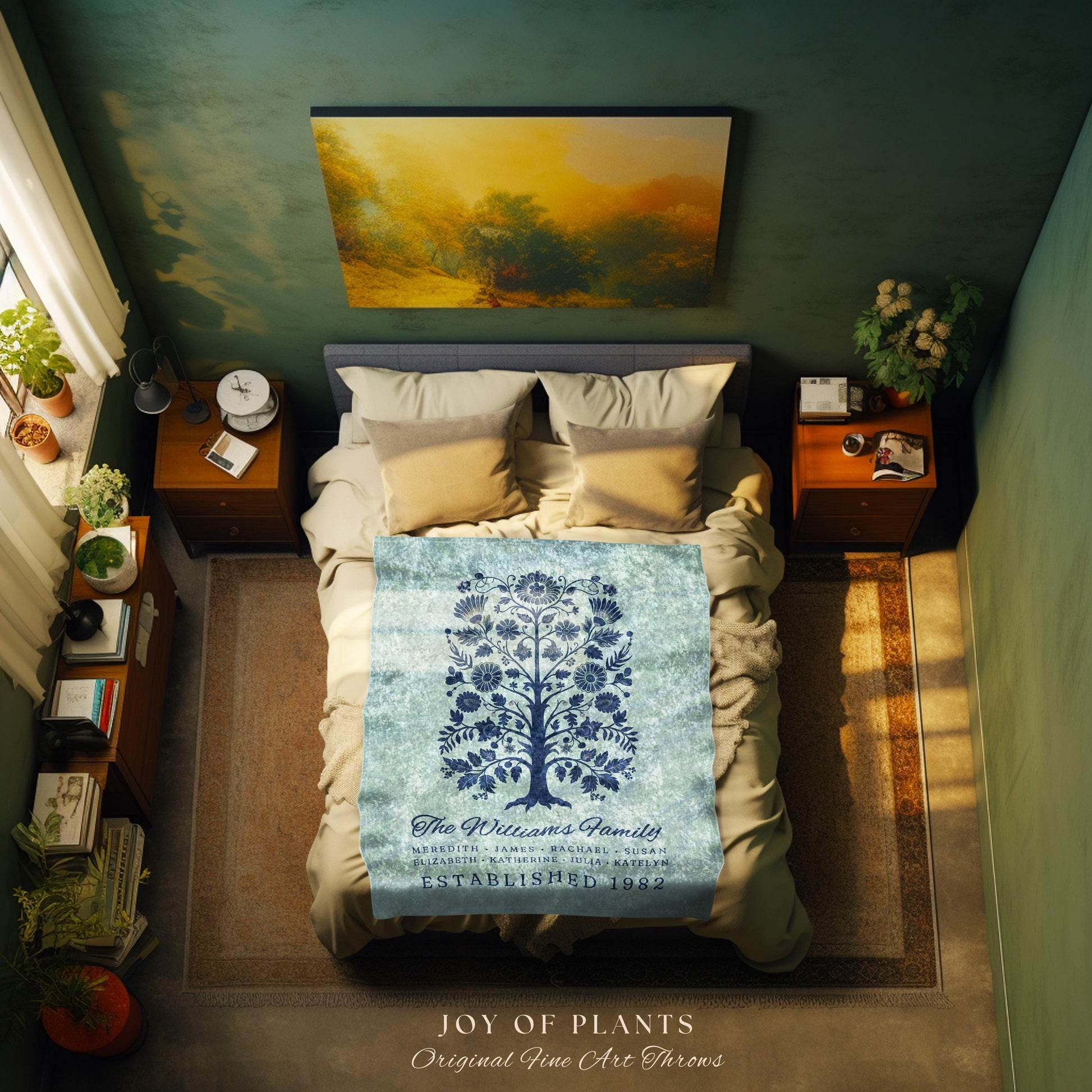 Family Heritage Tree Tapestry Personalized | Sentimental Personalized Mother's Day Custom Woven Blanket for Grandparents Meaningful Gift |