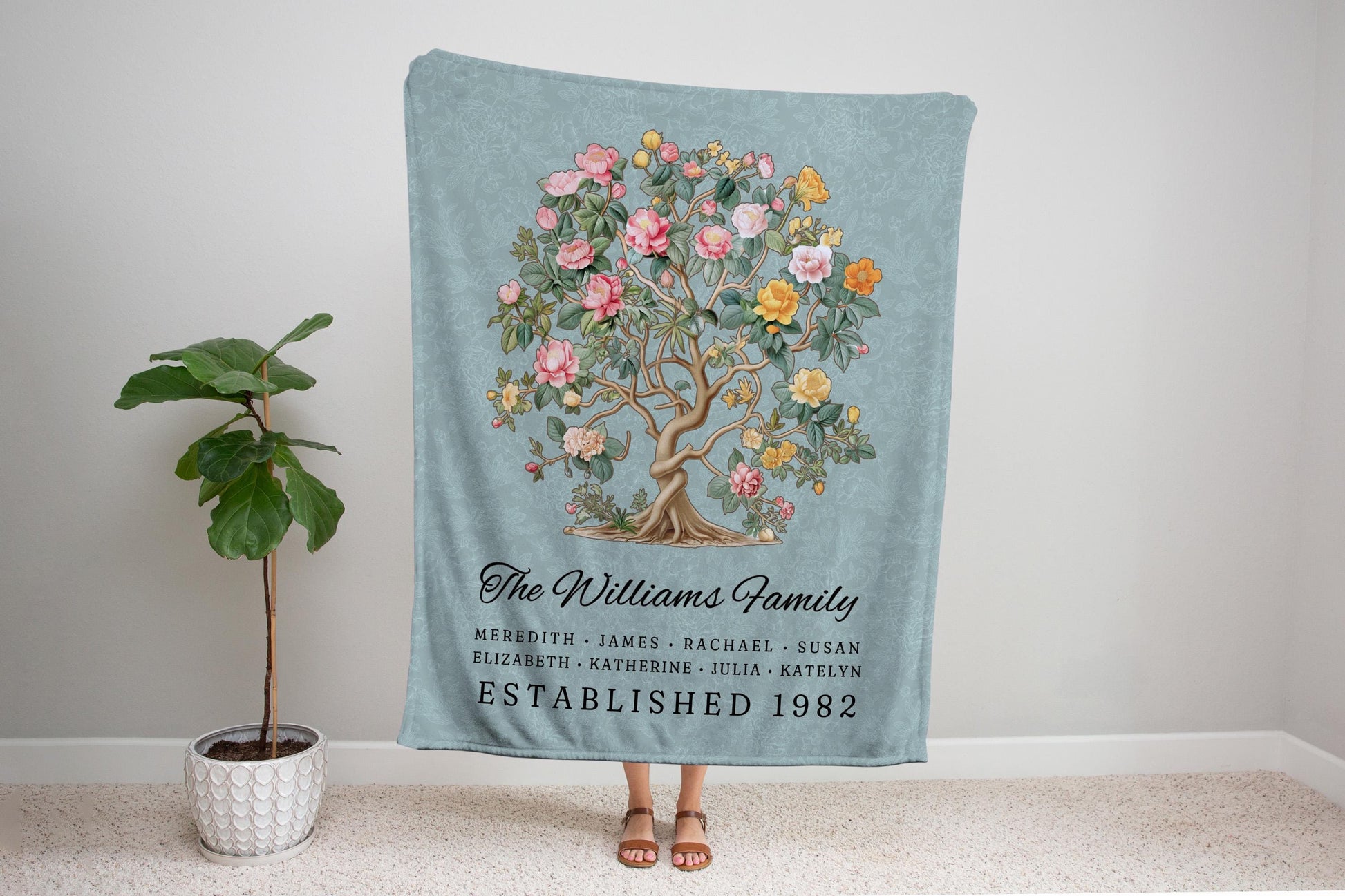 Housewarming Woven Tapestry Custom Family | Woven Throw Blanket Meaningful Personalized Mother's Day for Grandparents from Grandchildren |