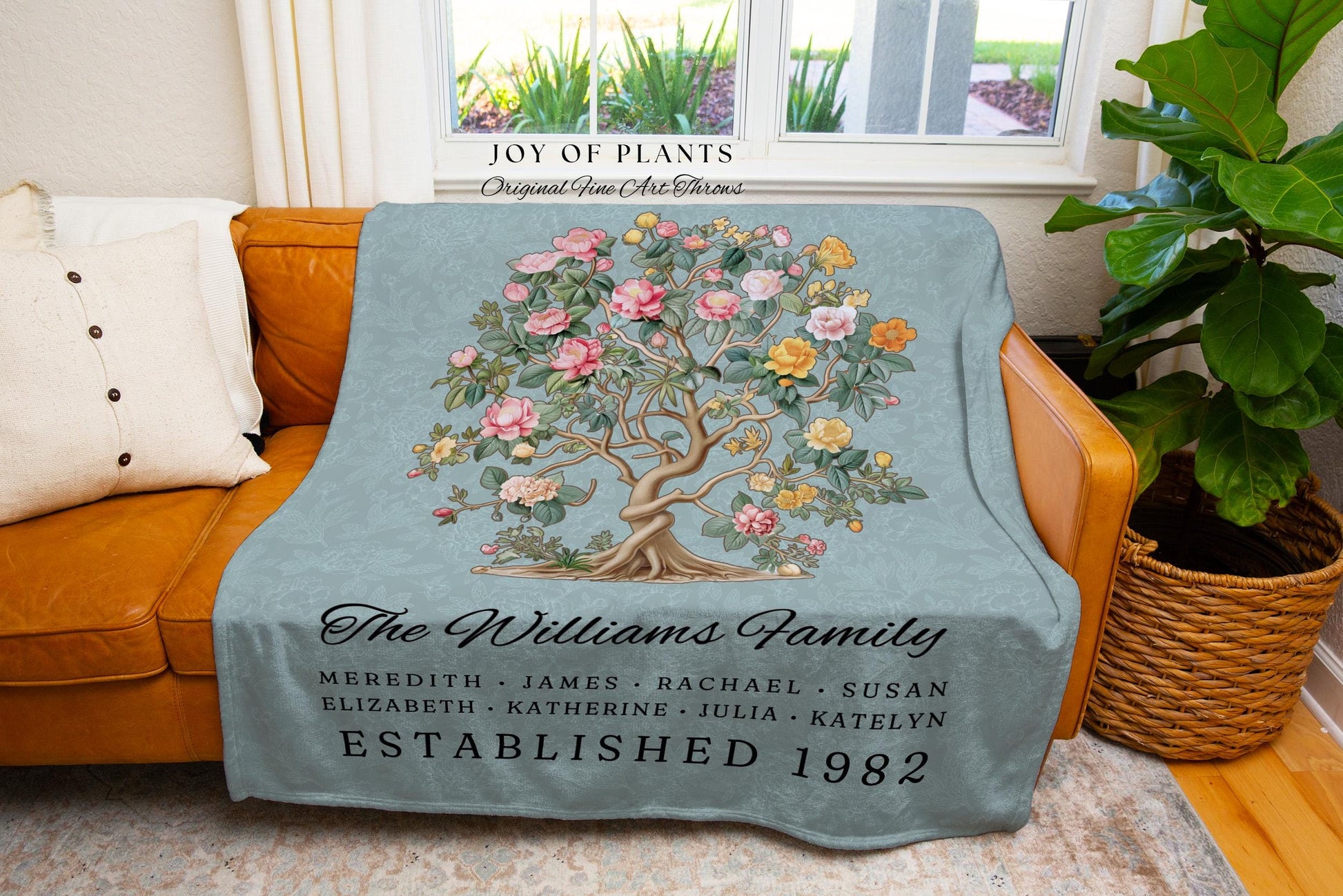Housewarming Woven Tapestry Custom Family | Woven Throw Blanket Meaningful Personalized Mother's Day for Grandparents from Grandchildren |