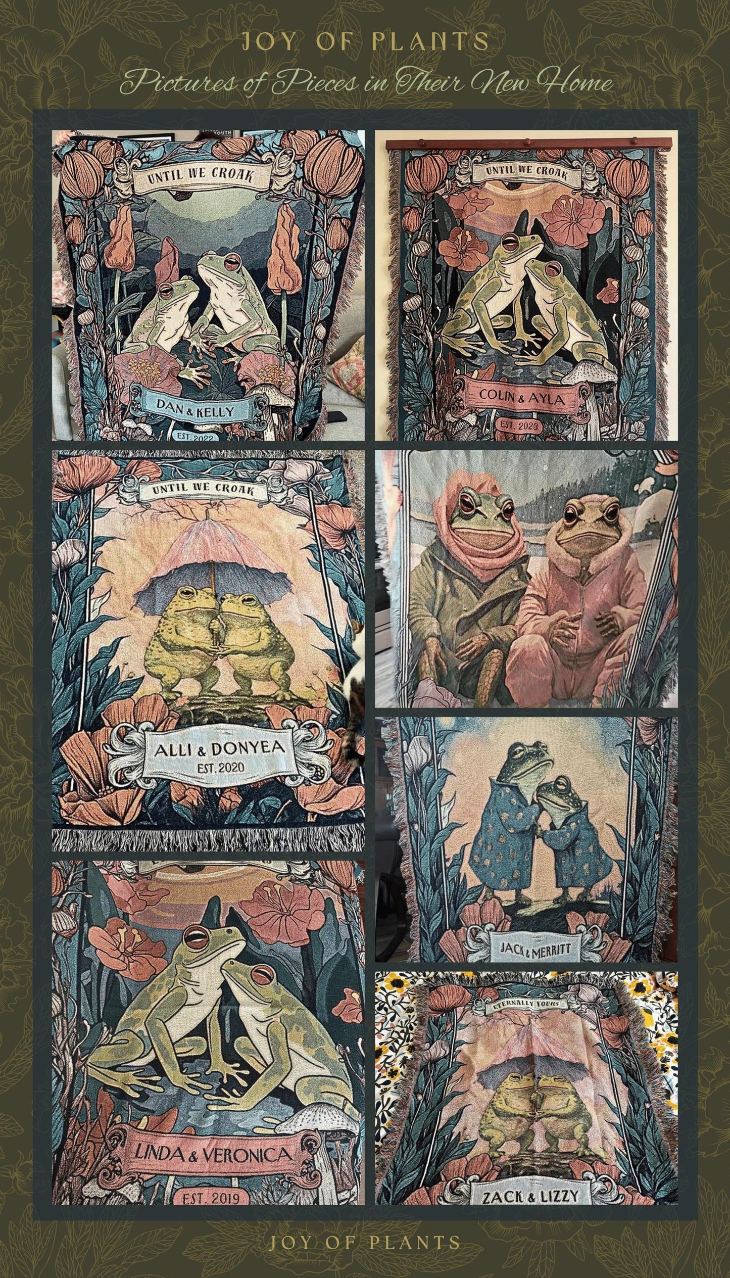 Toad Blanket Custom Names | Until We Croak Blanket Woven Anniversary Custom Name Blanket Frog Funny Tapestry Frog & Toad Vintage Room Decor