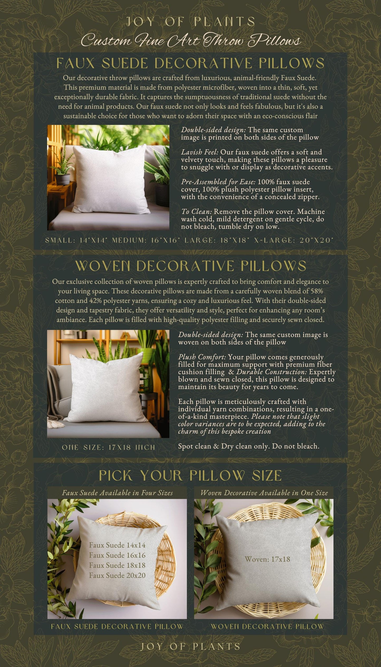 Moody Botanical Jungle Leaves Pillow | Eclectic Green Maximalist Bedroom Decor Whimsigoth Vintage Botanical Nature Living Room Forest Theme