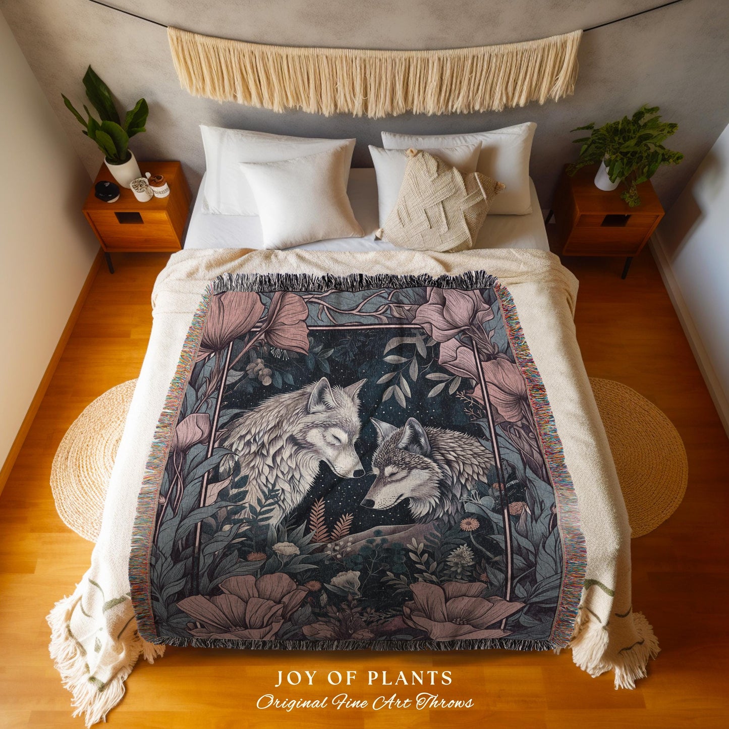 Amethyst Purple Forest Spirit Blanket | Ethereal Woodland Magical Wolf Woven Wall Tapestry Gift for Wolf Lover Ethereal Woods Maximalist |