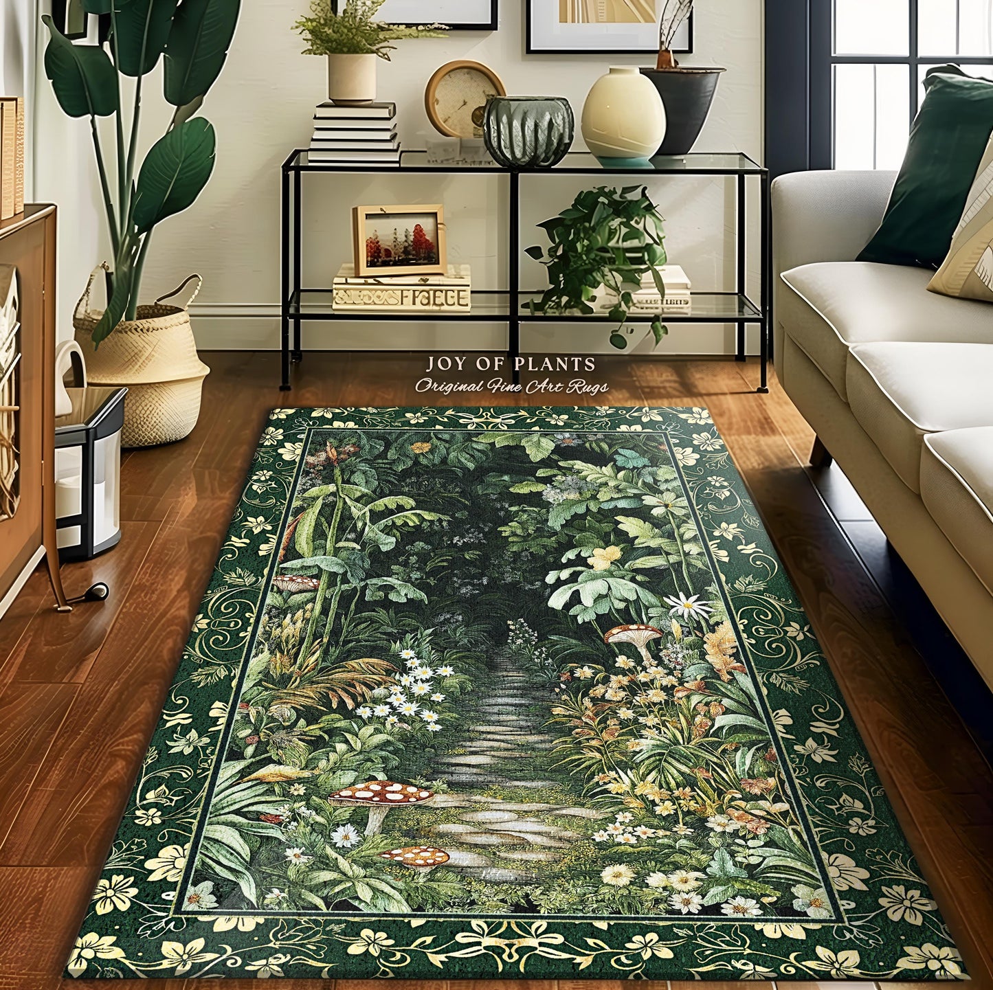 Soft Green Woodland Area Rug for Bedroom | Fairycore Woodland Nature Lover Book Nook Cozy Earthy Bedroom Decor Jungle Whimsical Aesthetic |
