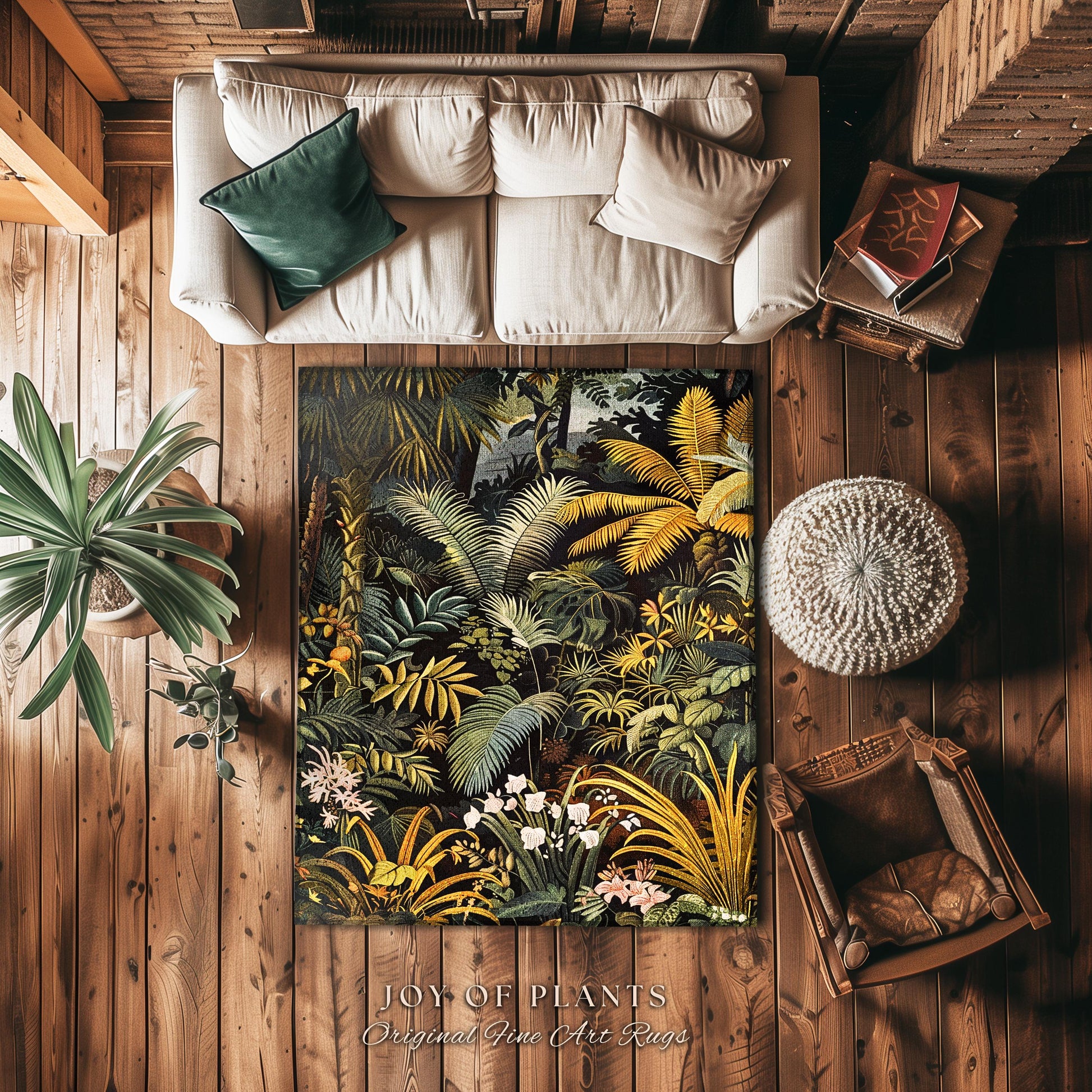 Earthy Colors Tropical Leaves Area Rug | Jungle Theme Bedroom Decor Whimsical Botanical Living Room Forest Floor Abstract House Plant Rug |