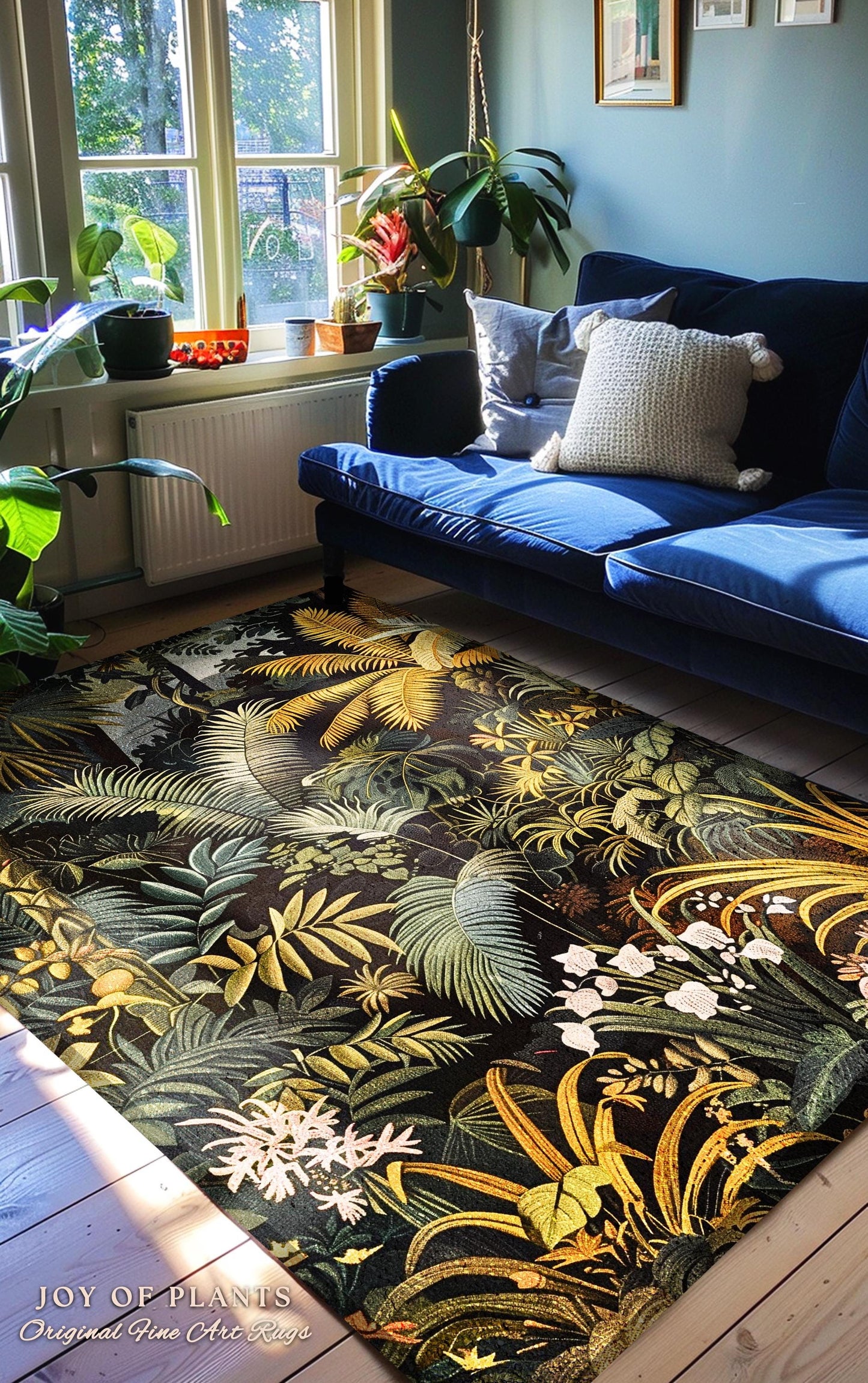 Earthy Colors Tropical Leaves Area Rug | Jungle Theme Bedroom Decor Whimsical Botanical Living Room Forest Floor Abstract House Plant Rug |