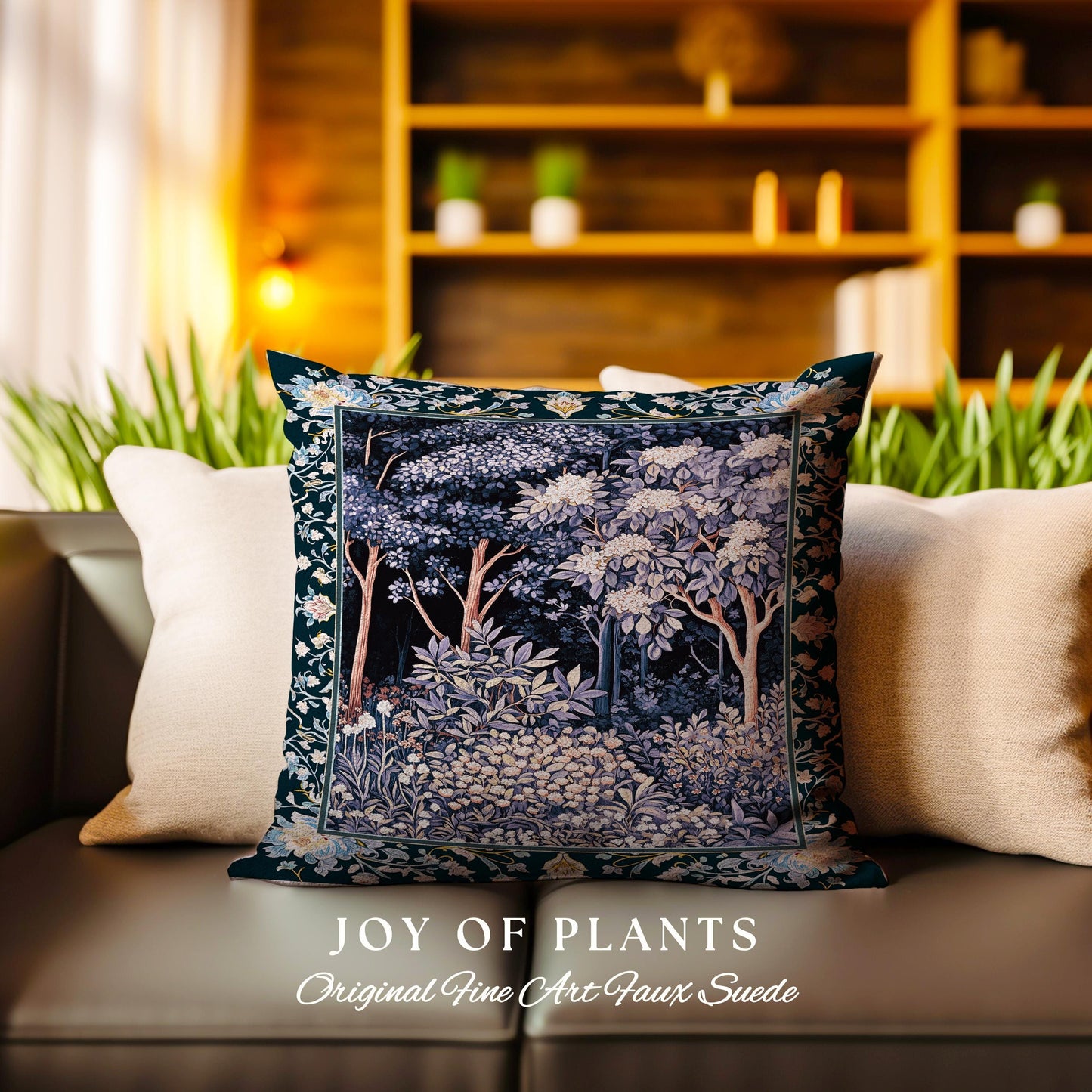 Fairycore Aesthetic Botanical Tapestry Pillow Dark Academia Lavender Purple Nature Inspired Ethereal Woodland Wildflowers Enchanted Cushion