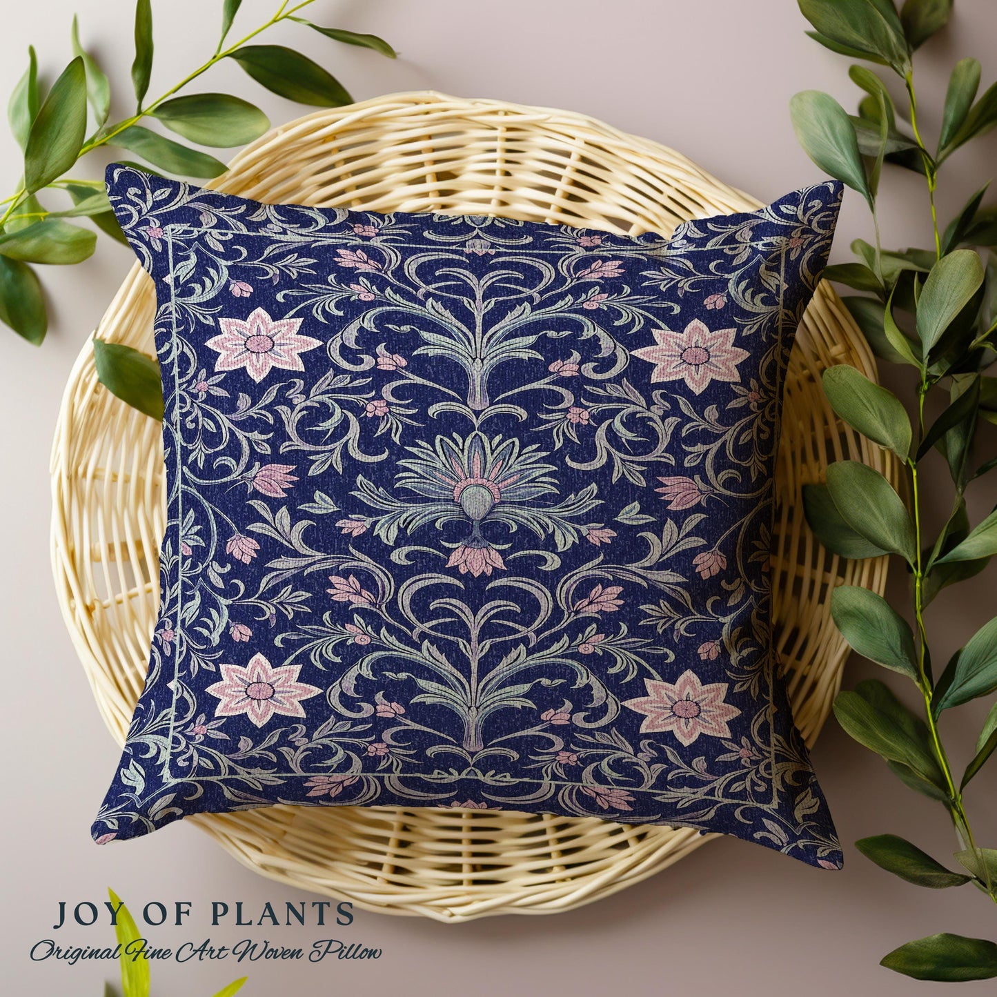Art Deco Aesthetic Floral Accent Pillow | Whimsical Maximalist Ornate Dark Renaissance Style Art Deco Aesthetic Lavender Purple Botanical