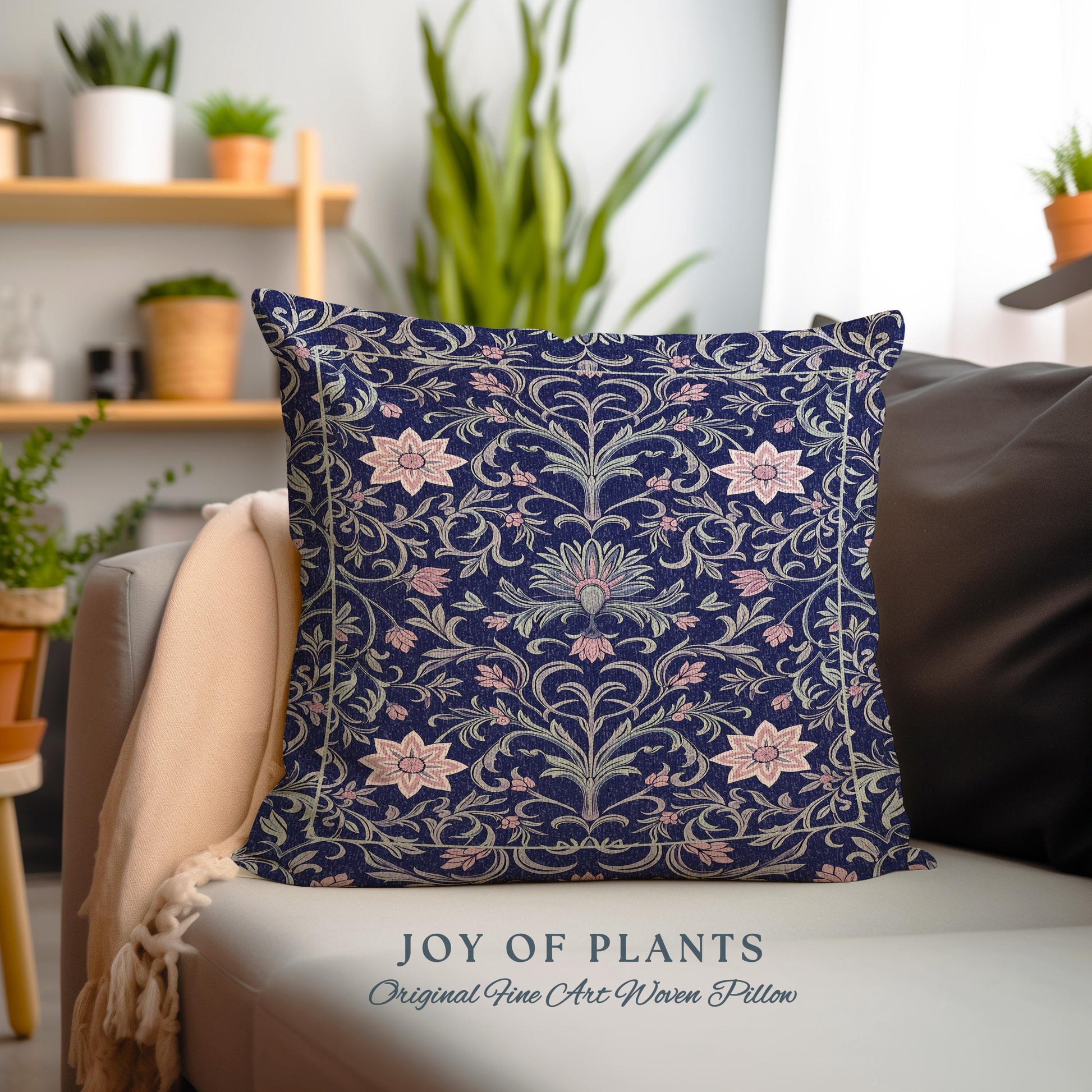 Art Deco Aesthetic Floral Accent Pillow | Whimsical Maximalist Ornate Dark Renaissance Style Art Deco Aesthetic Lavender Purple Botanical