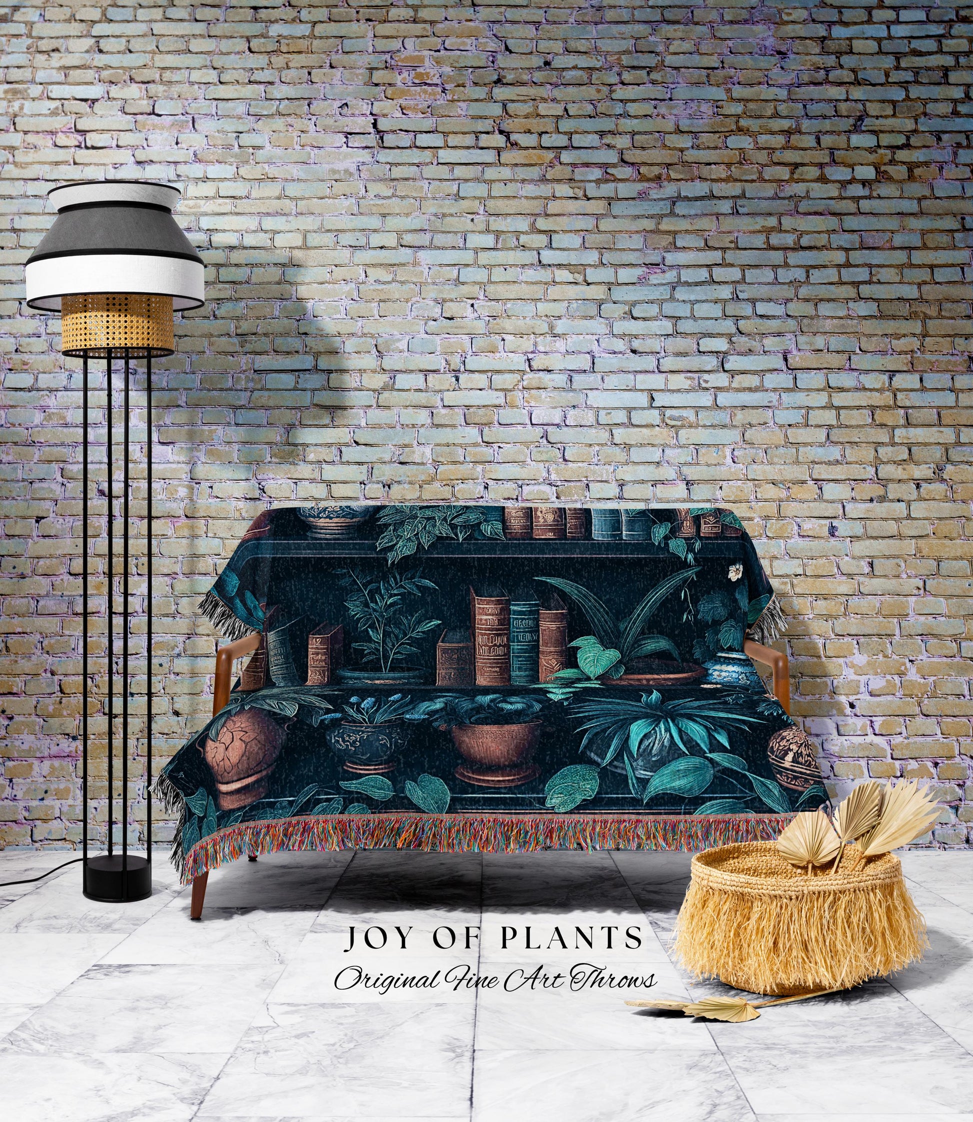 Moody Whimsigothic Bookshelf Tapestry Blanket | Rustic Medieval Woven Wall Hanging Dark Botanical Home Decor Victorian Goth Woodland Style |