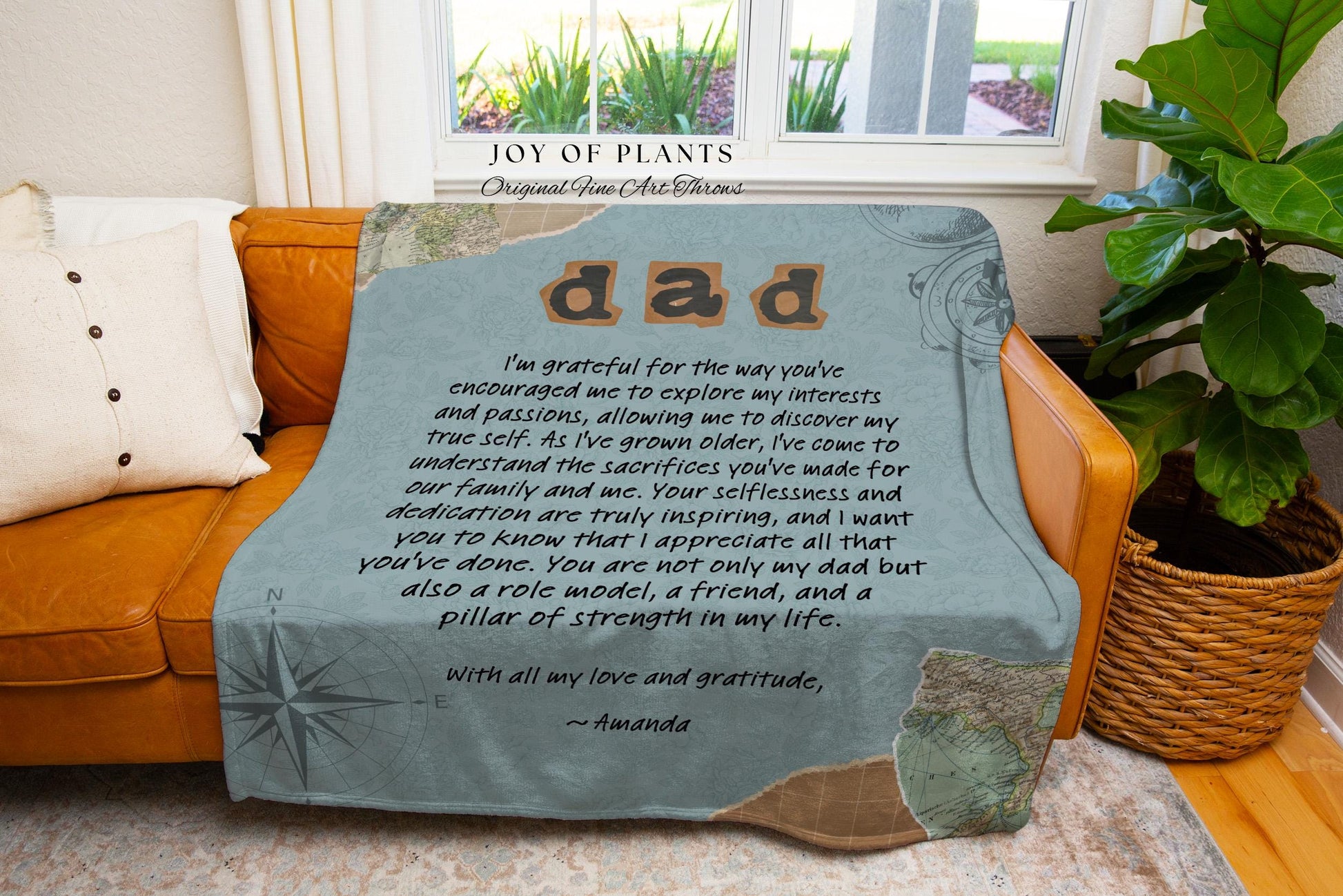 Meaningful Dad Blanket Custom Letter | Father's Day Personalized Handwriting Woven Throw Thoughtful Dad Custom Sentimental Gift for Grandpa