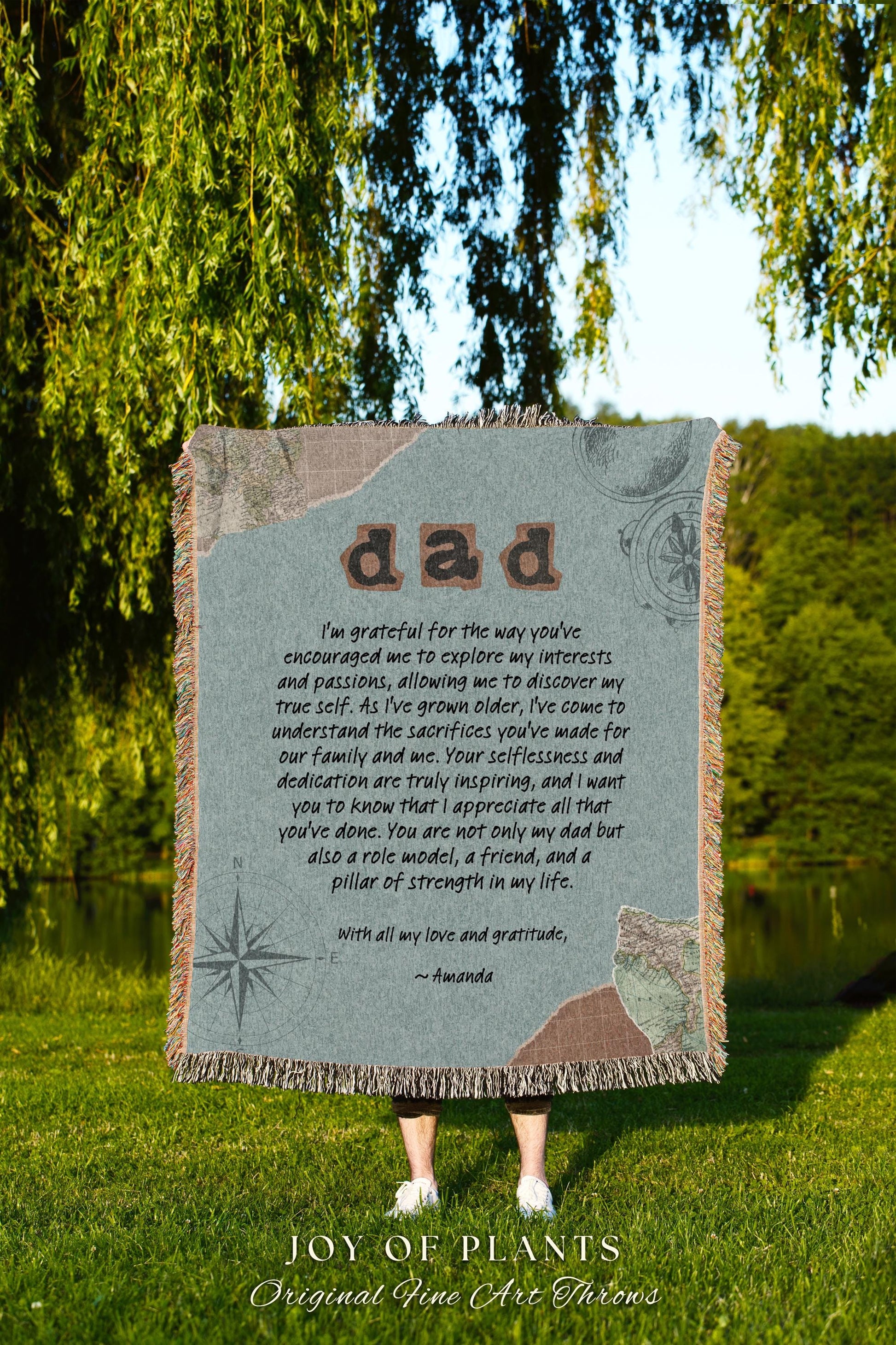 Meaningful Dad Blanket Custom Letter | Father's Day Personalized Handwriting Woven Throw Thoughtful Dad Custom Sentimental Gift for Grandpa
