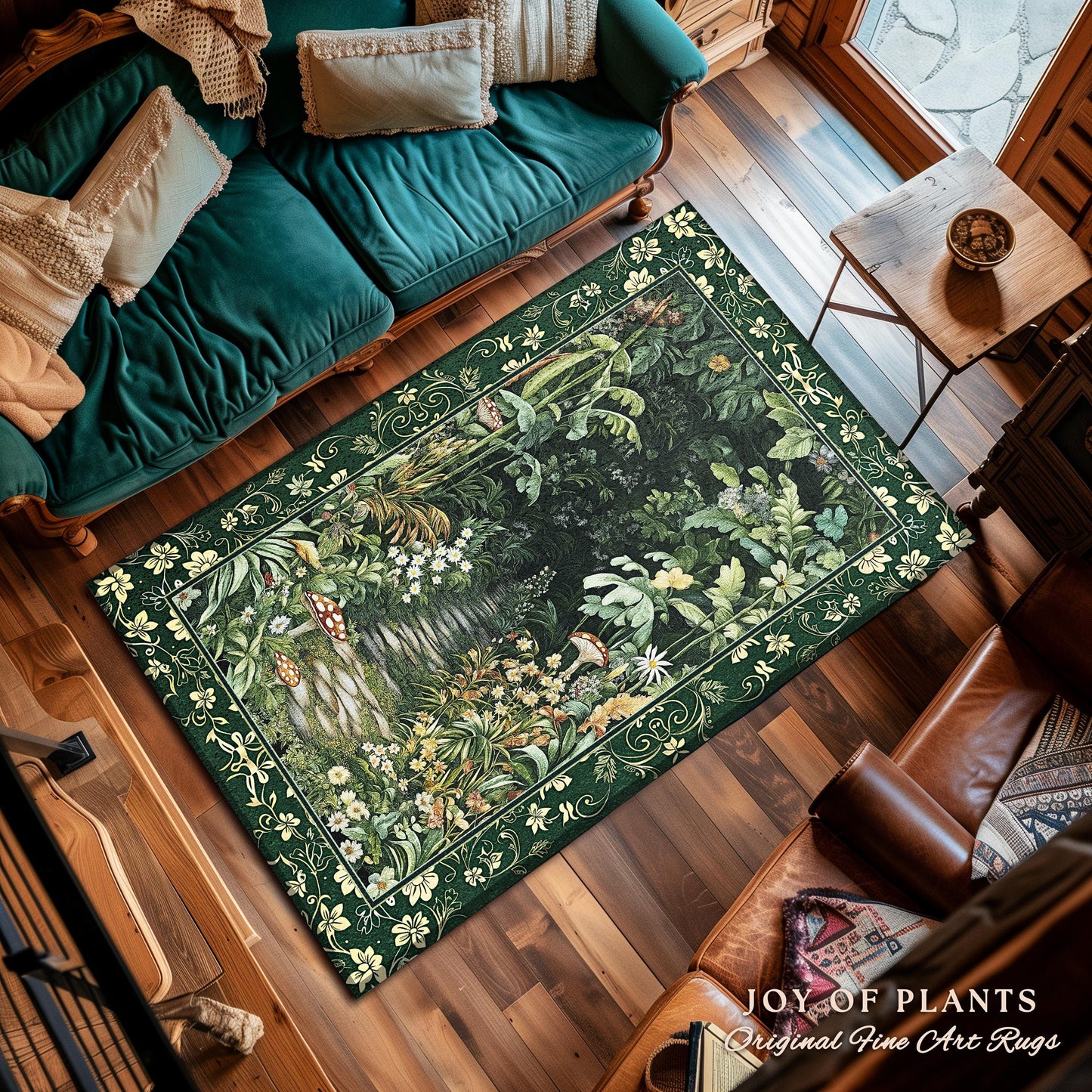 Soft Green Woodland Area Rug for Bedroom | Fairycore Woodland Nature Lover Book Nook Cozy Earthy Bedroom Decor Jungle Whimsical Aesthetic |