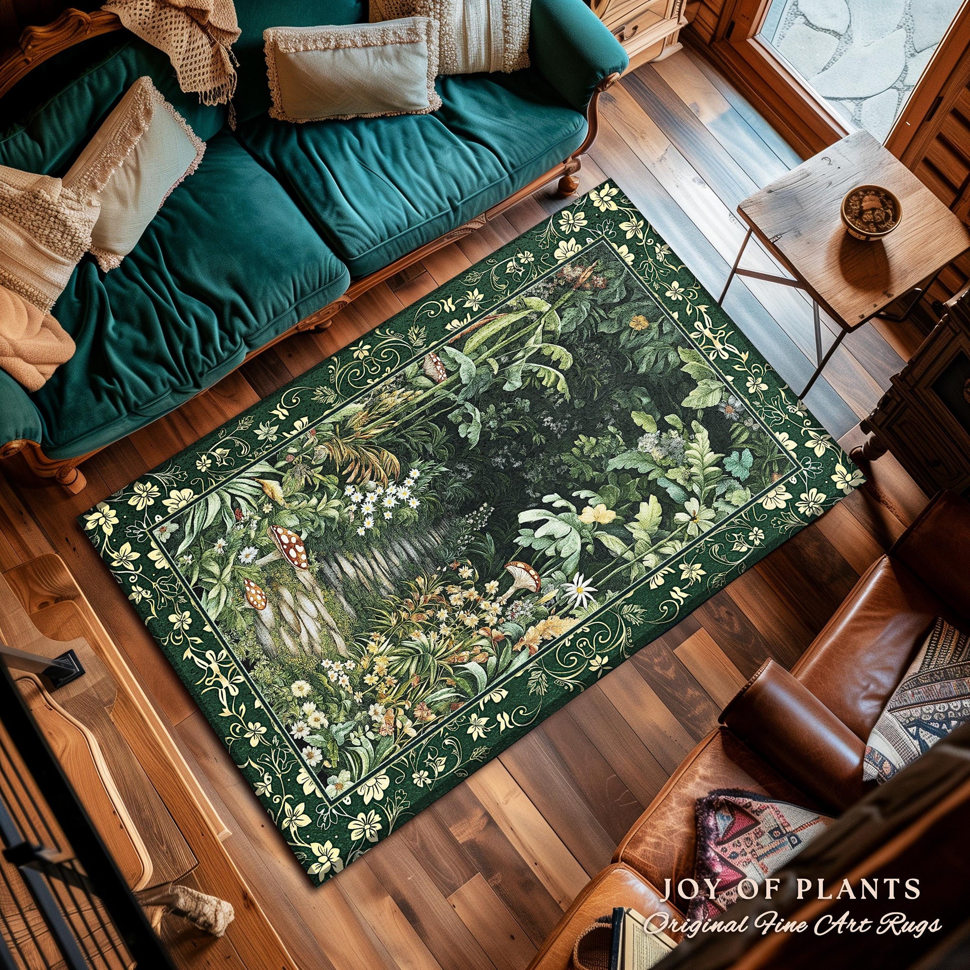 Soft Green Woodland Area Rug for Bedroom | Fairycore Woodland Nature Lover Book Nook Cozy Earthy Bedroom Decor Jungle Whimsical Aesthetic |