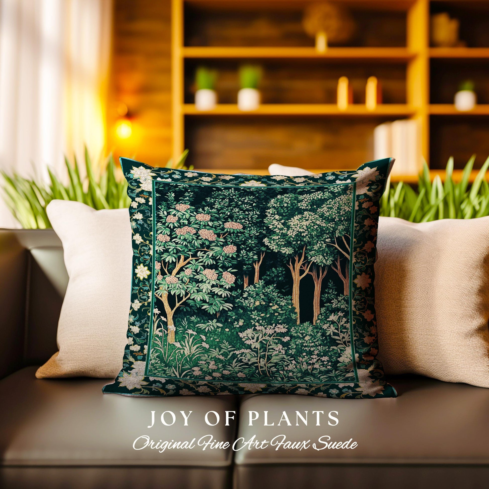 Dark Woodland Whimsical Forest Pillow | Whimsigothic Folklore Inspired Room Decor Ethereal Aesthetic Woven Cushion Accent Fairycore Bedroom