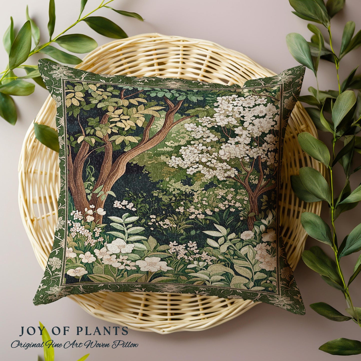 Wildflower Meadow Botanical Tapestry Pillow Fairy Inspired Bedroom Cottagecore Folklore Decor Ethereal Aesthetic Bohemian Fairycore Cushion