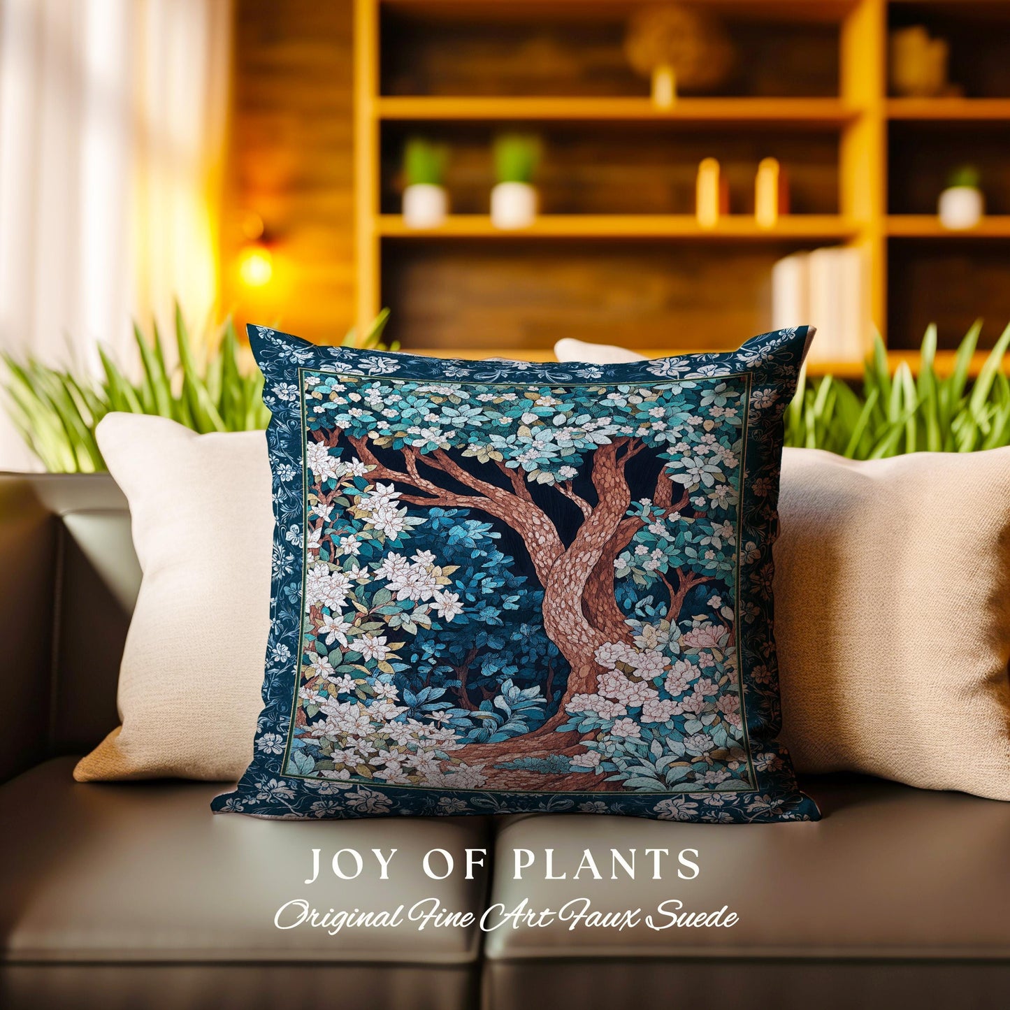 Bohemian Tree Tapestry Pillow Magical Aesthetic Folklore Forest Ethereal Cushion | Nature Inspired Woodland Magic Wildflower Fairycore Decor