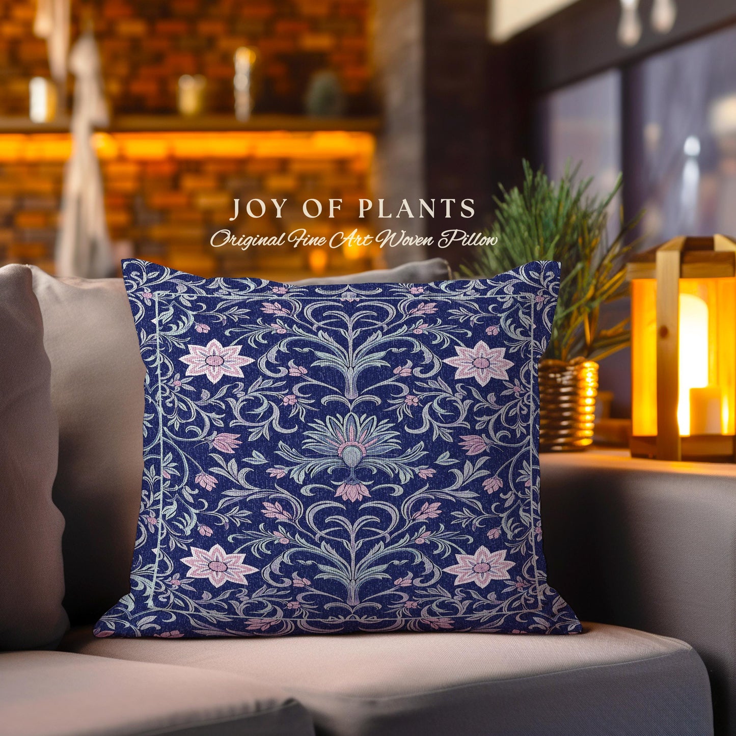 Art Deco Aesthetic Floral Accent Pillow | Whimsical Maximalist Ornate Dark Renaissance Style Art Deco Aesthetic Lavender Purple Botanical
