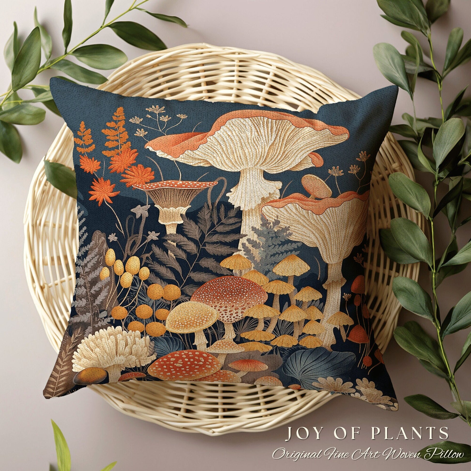 Retro Mushroom Pillow Forestcore | Mystical Room Decor Eclectic Gift for Reading Nook Fairycore Toadstool Cushion Woodland Fairy Aesthetic |