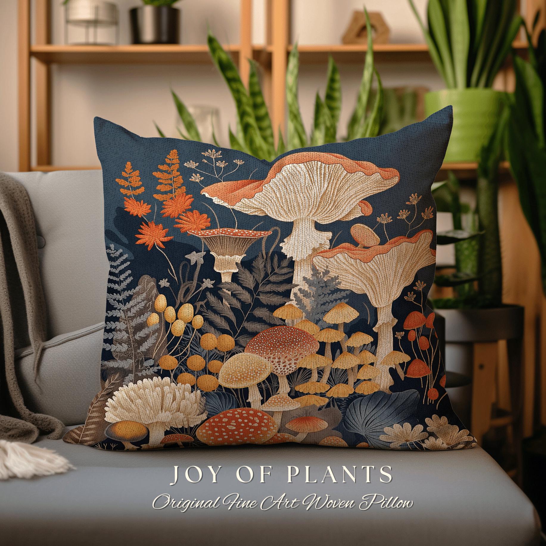 Retro Mushroom Pillow Forestcore | Mystical Room Decor Eclectic Gift for Reading Nook Fairycore Toadstool Cushion Woodland Fairy Aesthetic |